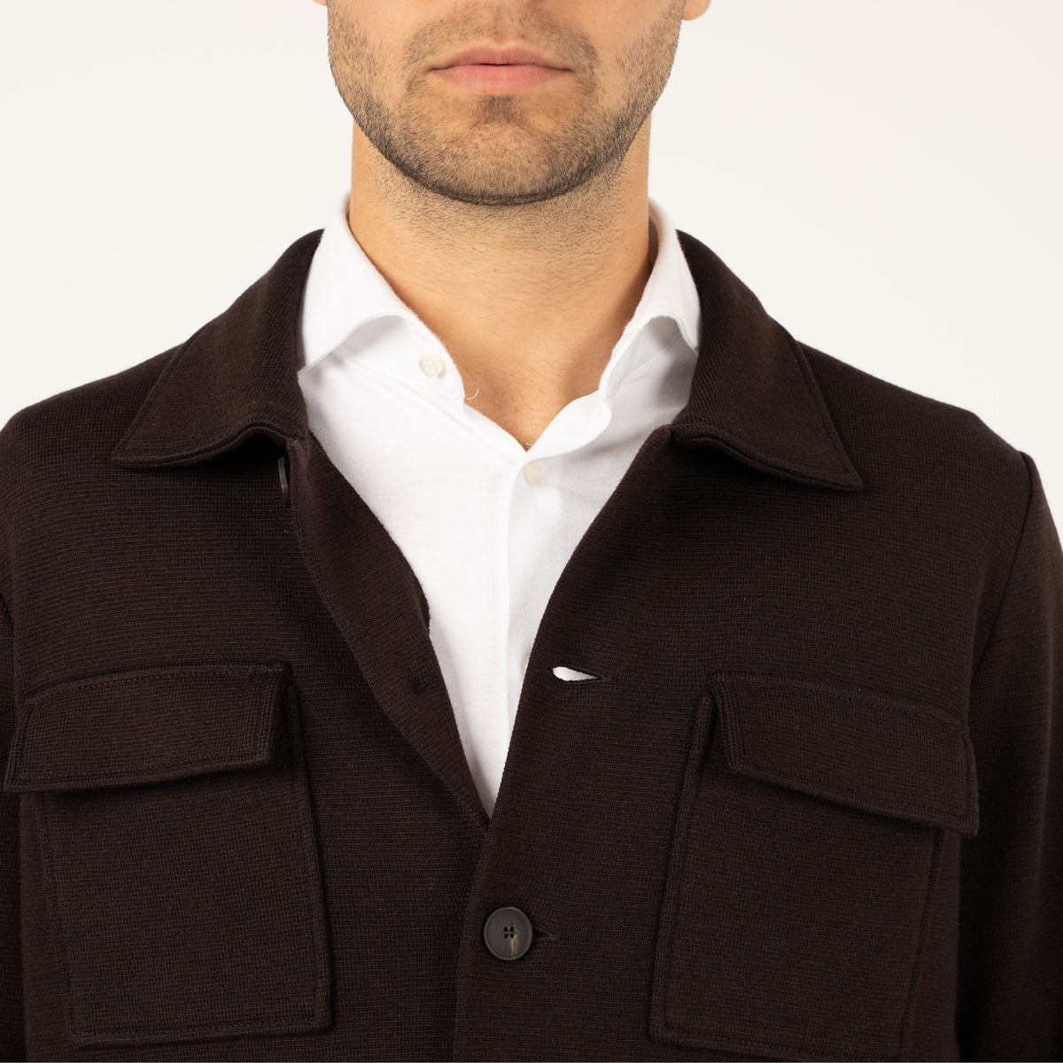 Gran Sasso Gebreid Overshirt Bruin | Sartorial