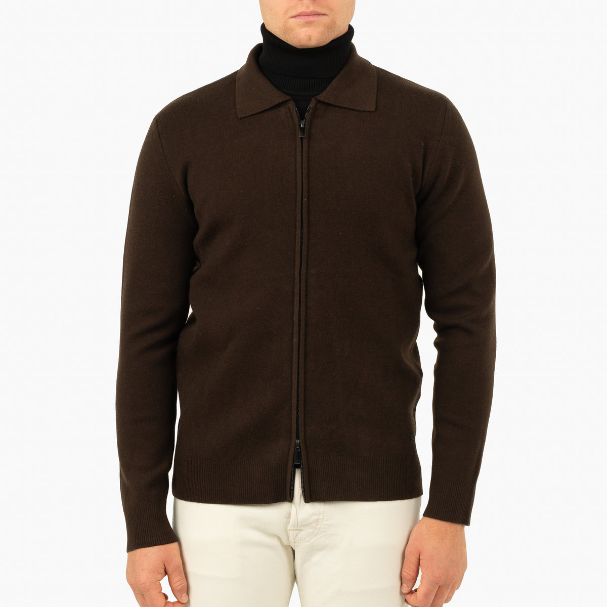 SEVEN DIALS Gebreid Vest met Rits Bruin | Wakeley