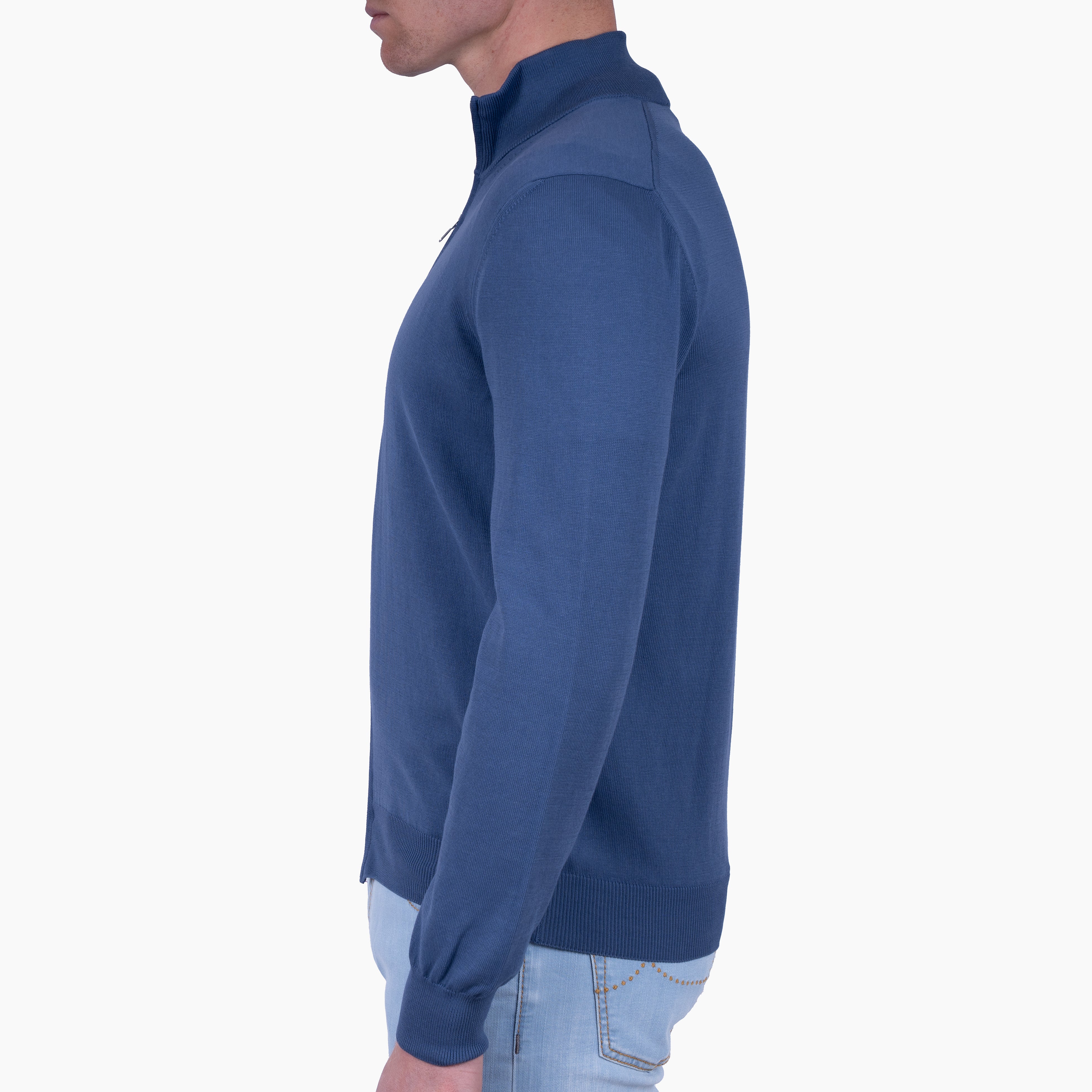 Gran Sasso Gebreid Vest Blauw | Pure Cotton