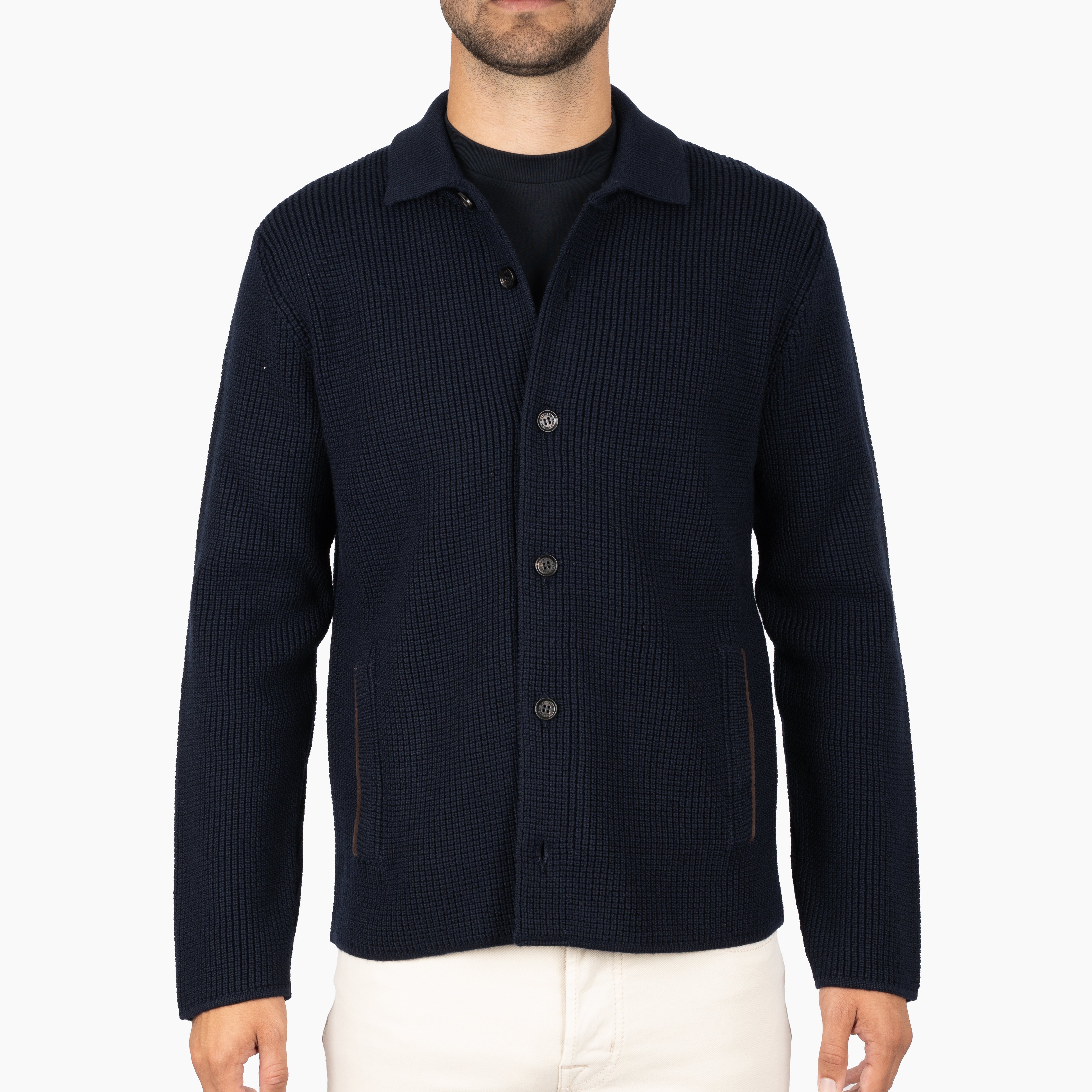 Maurizio Baldassari Gebreid Overshirt Blauw | Light Brenta
