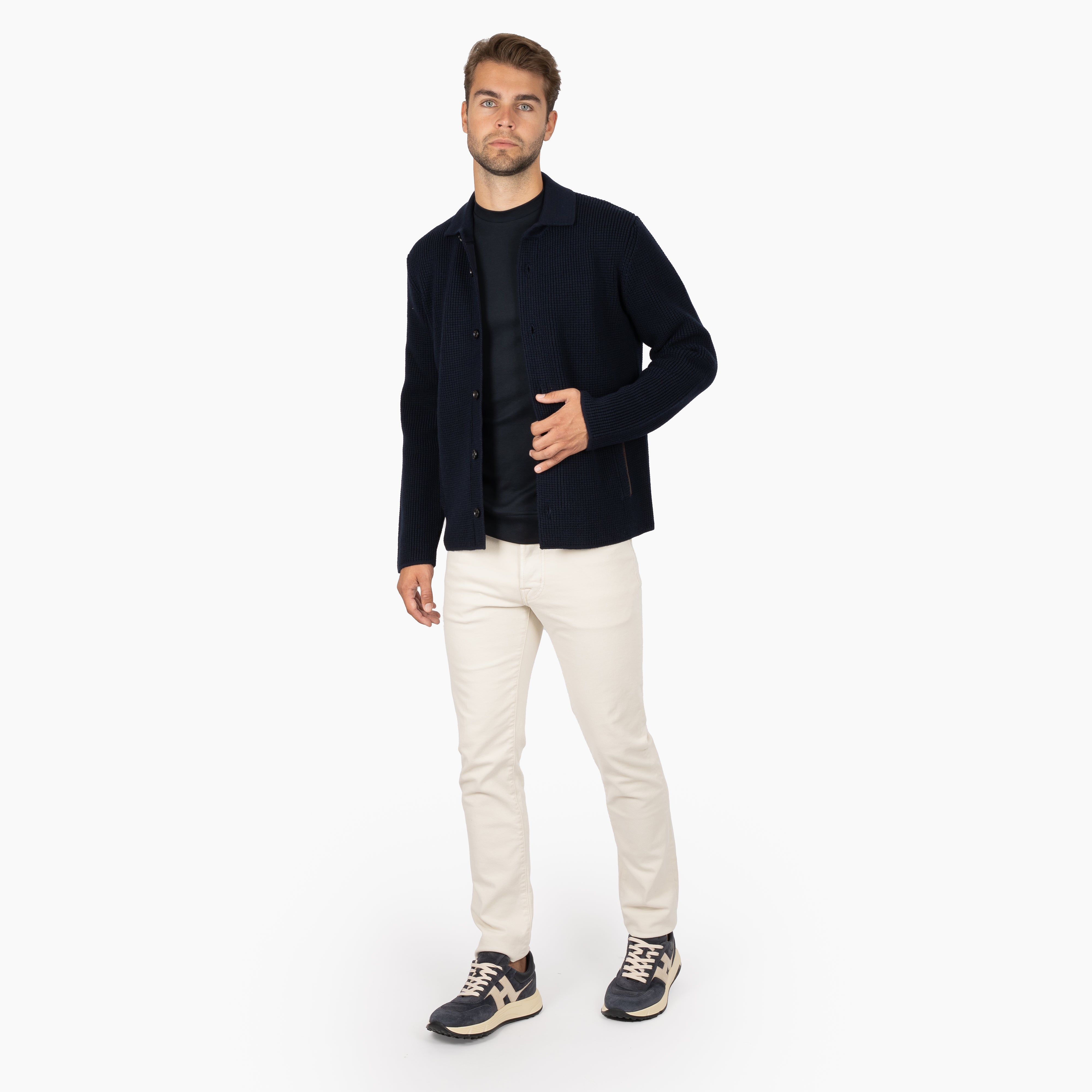 Maurizio Baldassari Gebreid Overshirt Blauw | Light Brenta