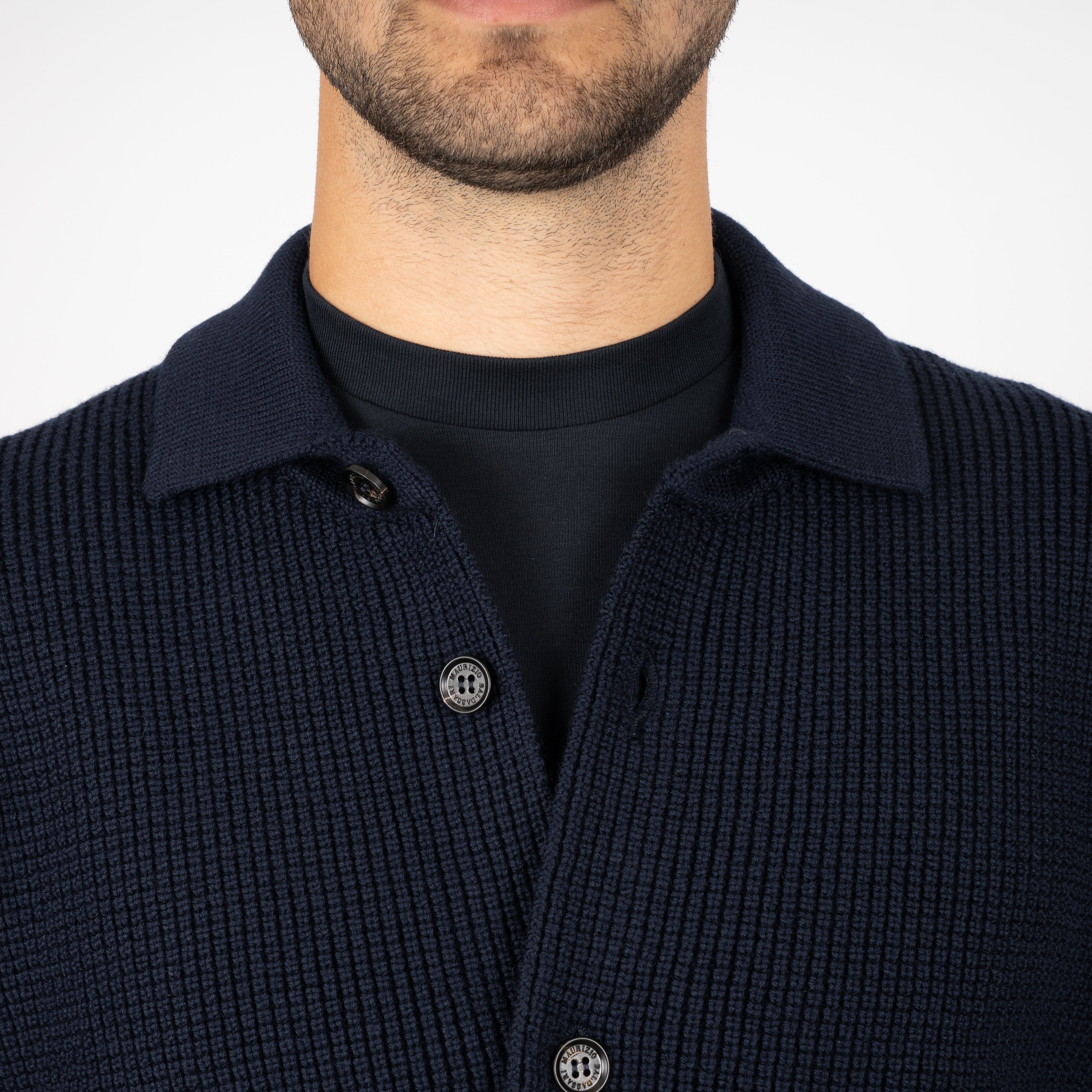 Maurizio Baldassari Gebreid Overshirt Blauw | Light Brenta