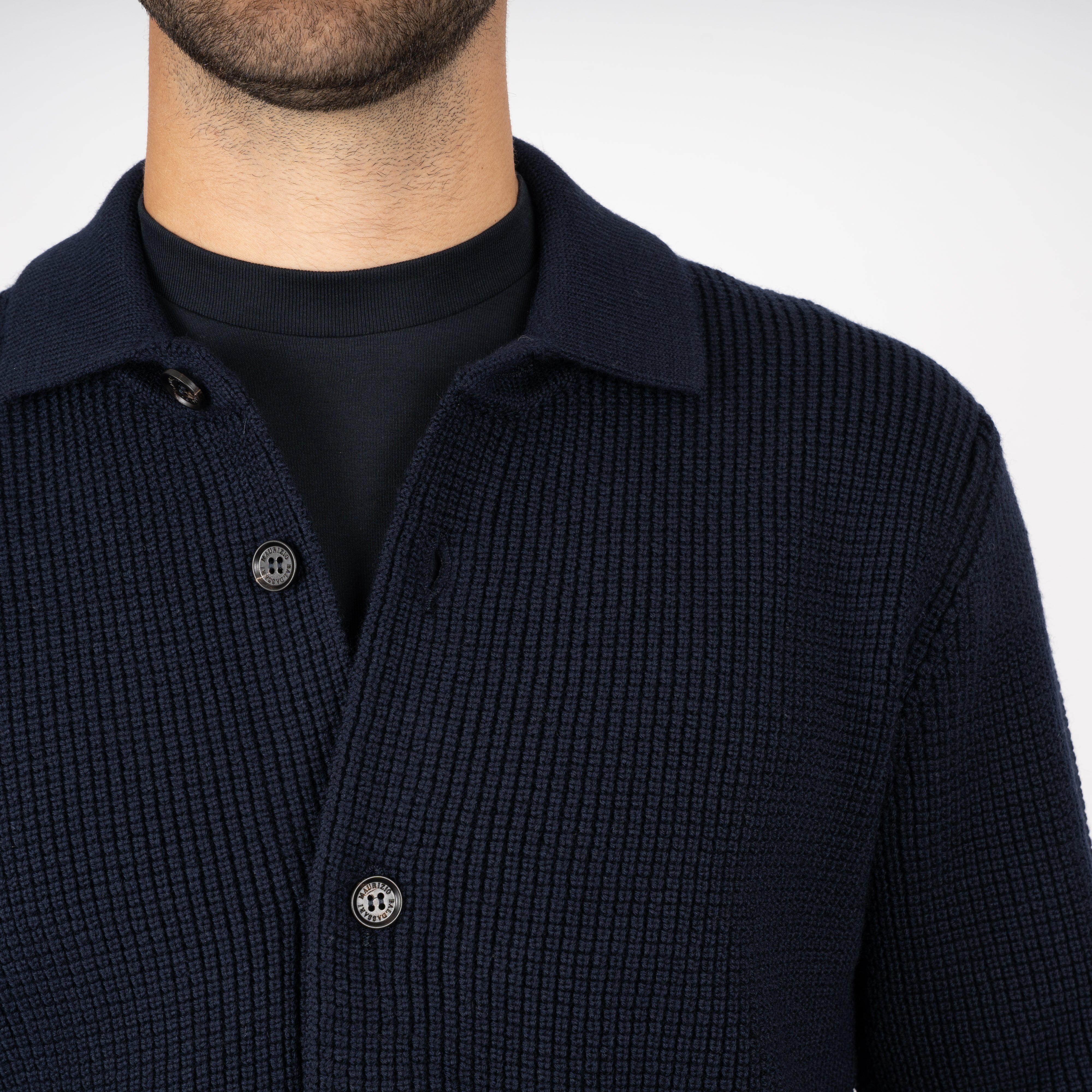Maurizio Baldassari Gebreid Overshirt Blauw | Light Brenta
