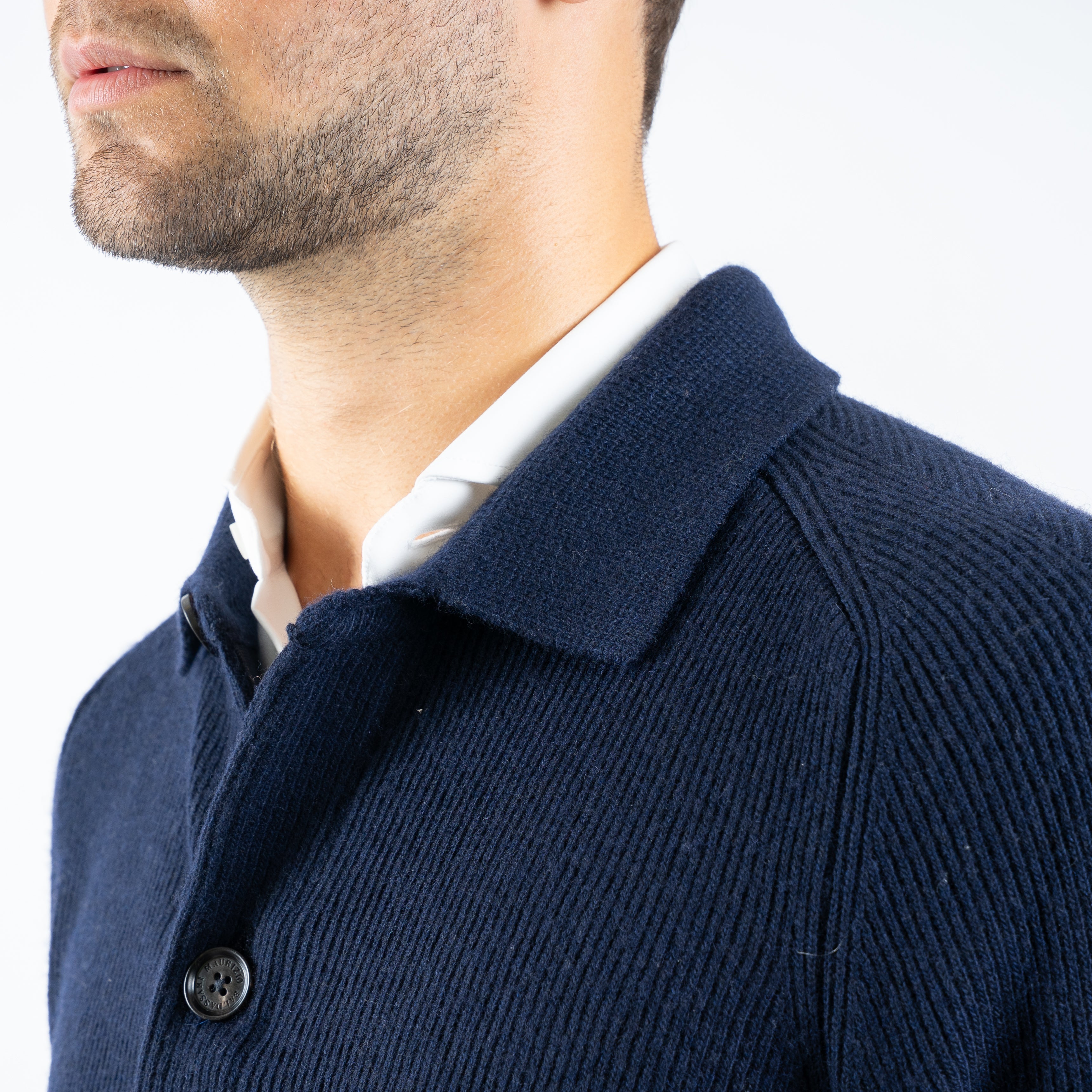 Maurizio Baldassari Overshirt Blauw | Chevron Details Blouson