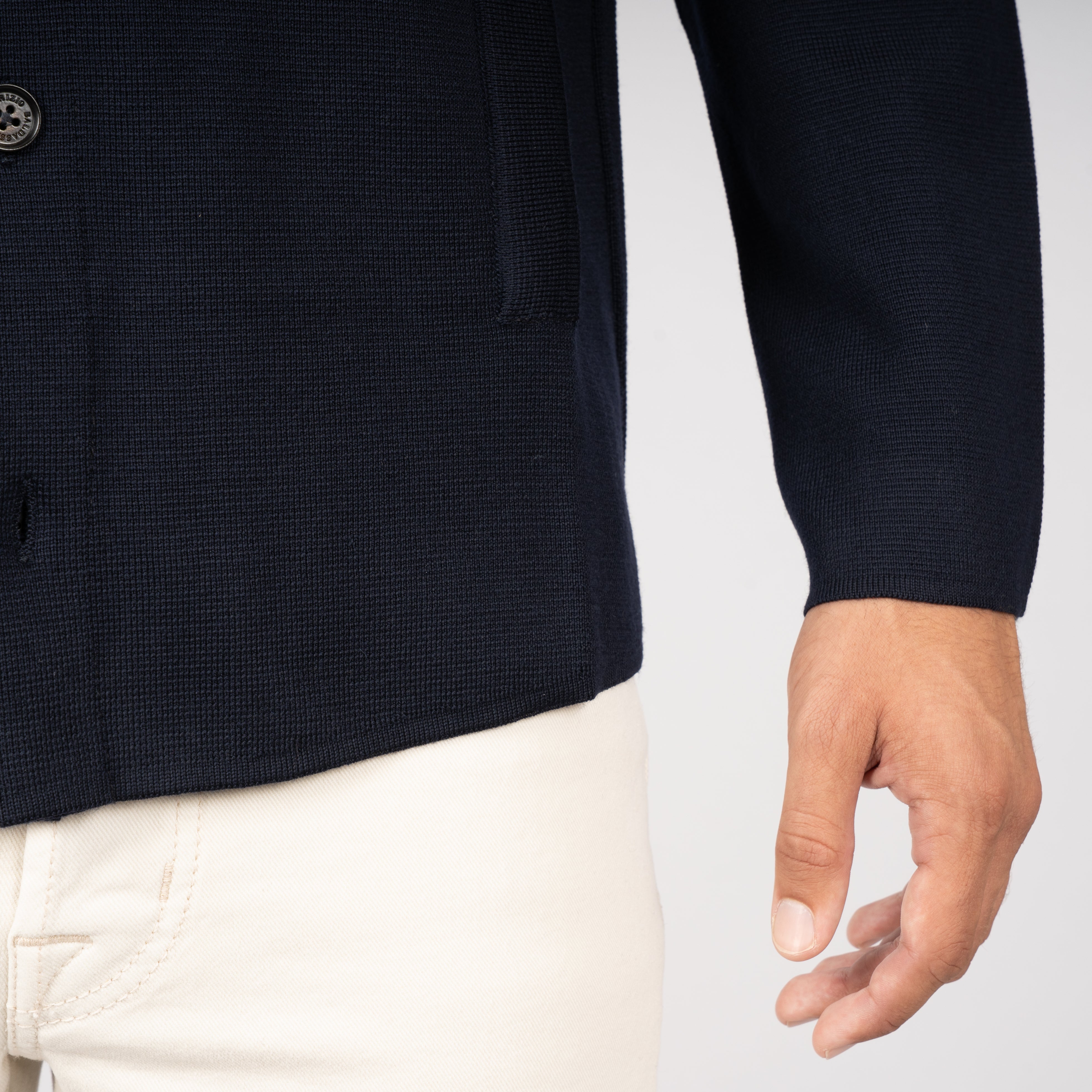 Maurizio Baldassari Gebreid Overshirt Blauw | Milano Stitch