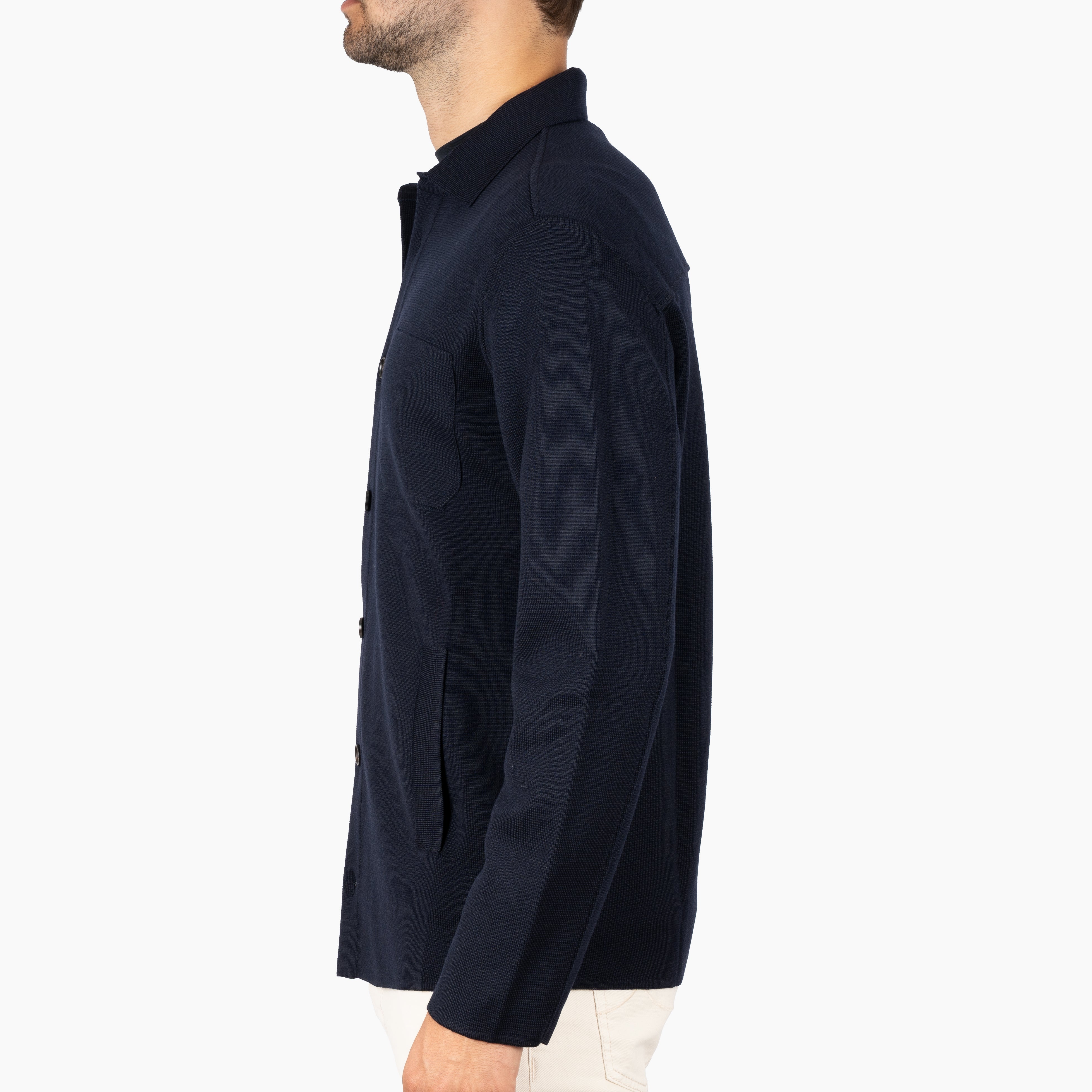 Maurizio Baldassari Gebreid Overshirt Blauw | Milano Stitch