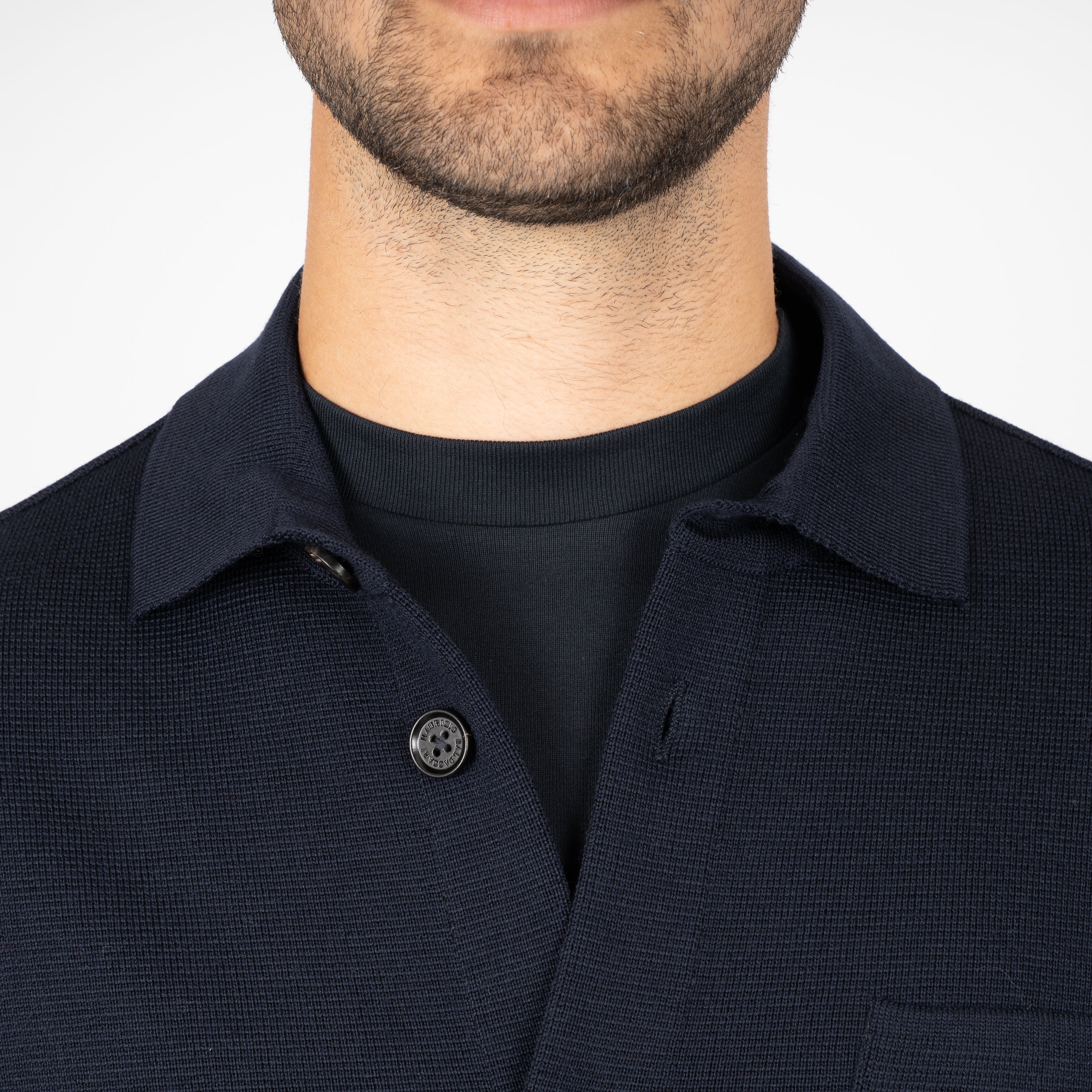 Maurizio Baldassari Gebreid Overshirt Blauw | Milano Stitch