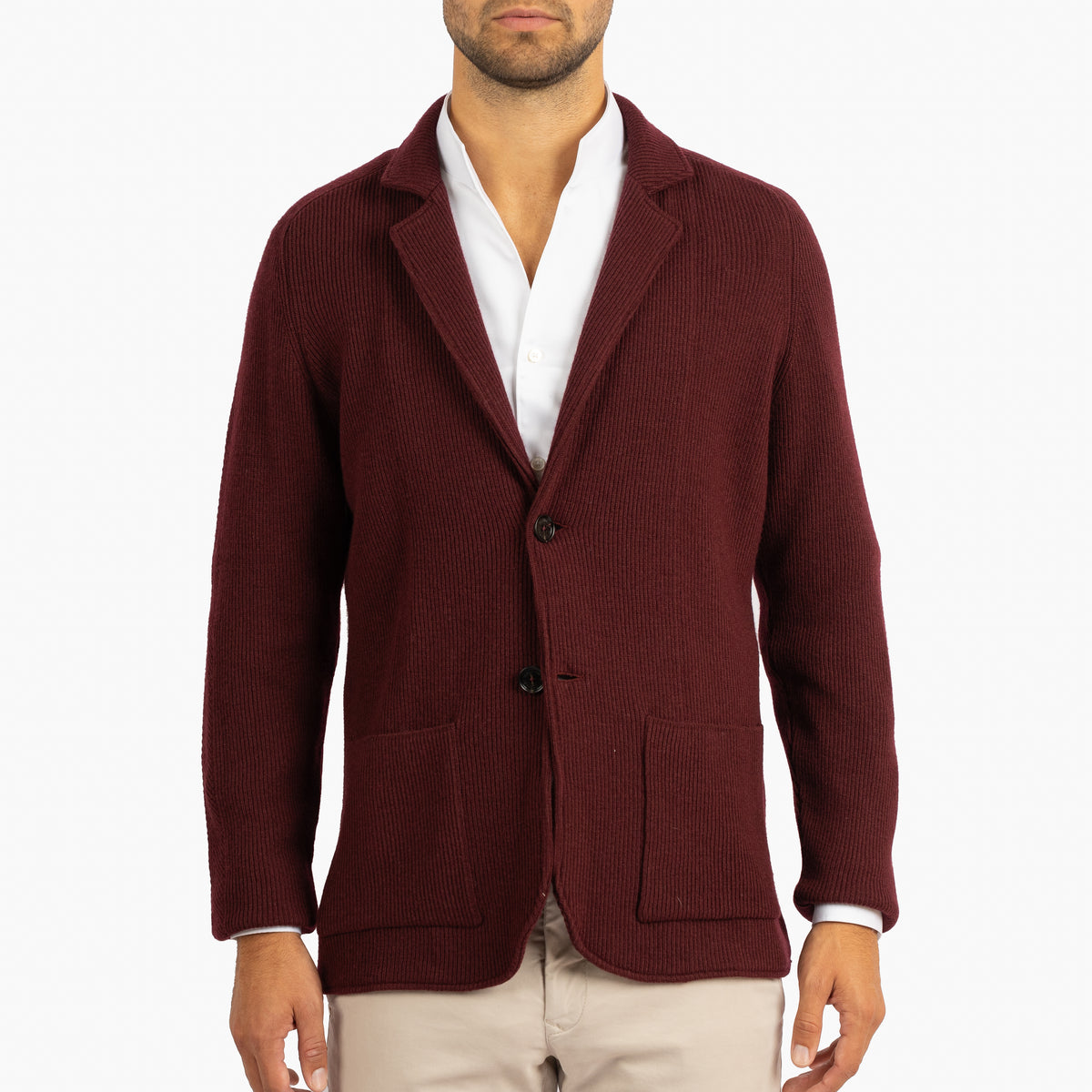 Maurizio Baldassari Knitted Colbert Bordeaux Rood | 2B Swacket