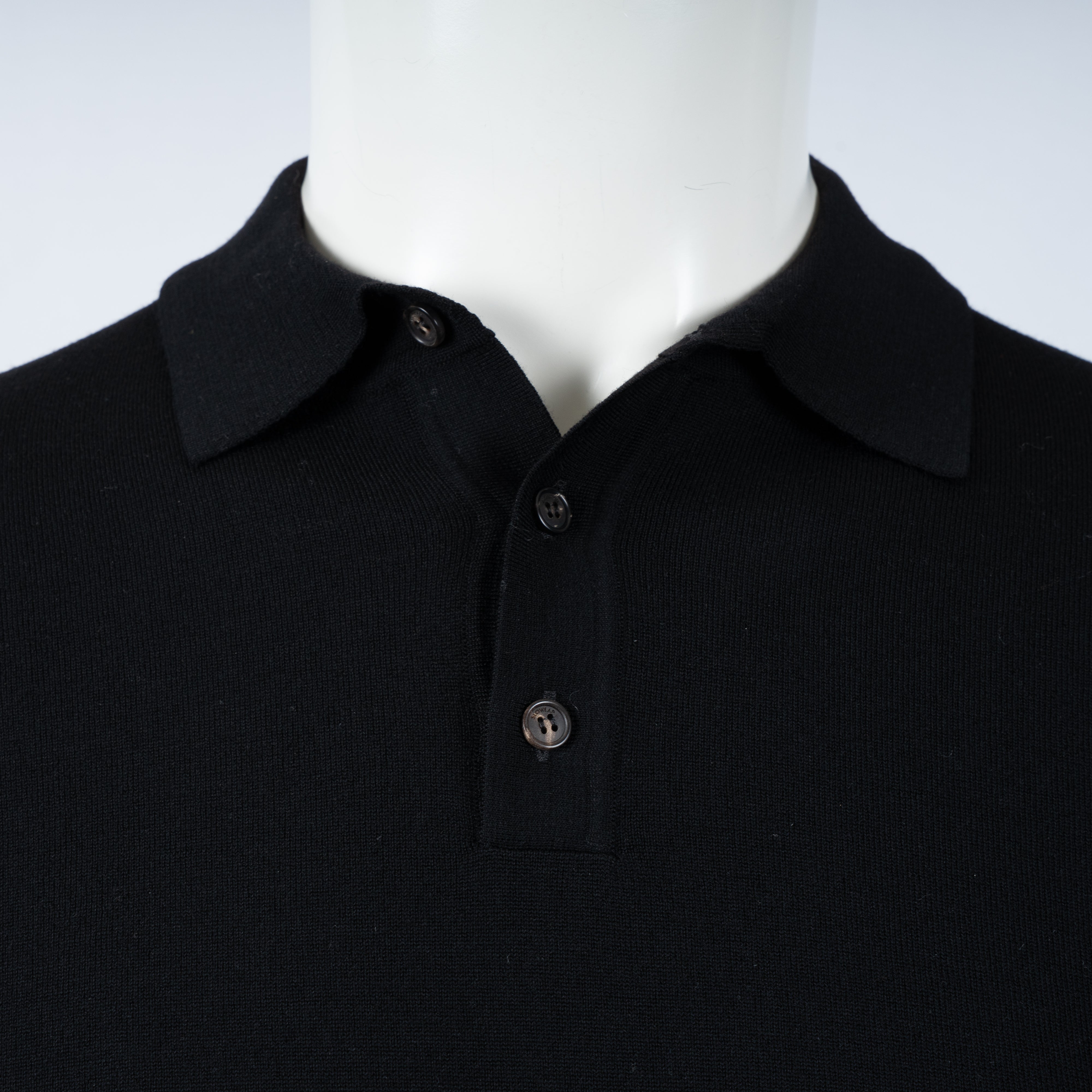 Slowear Gebreide Polo Lange Mouw Zwart | Flexwool