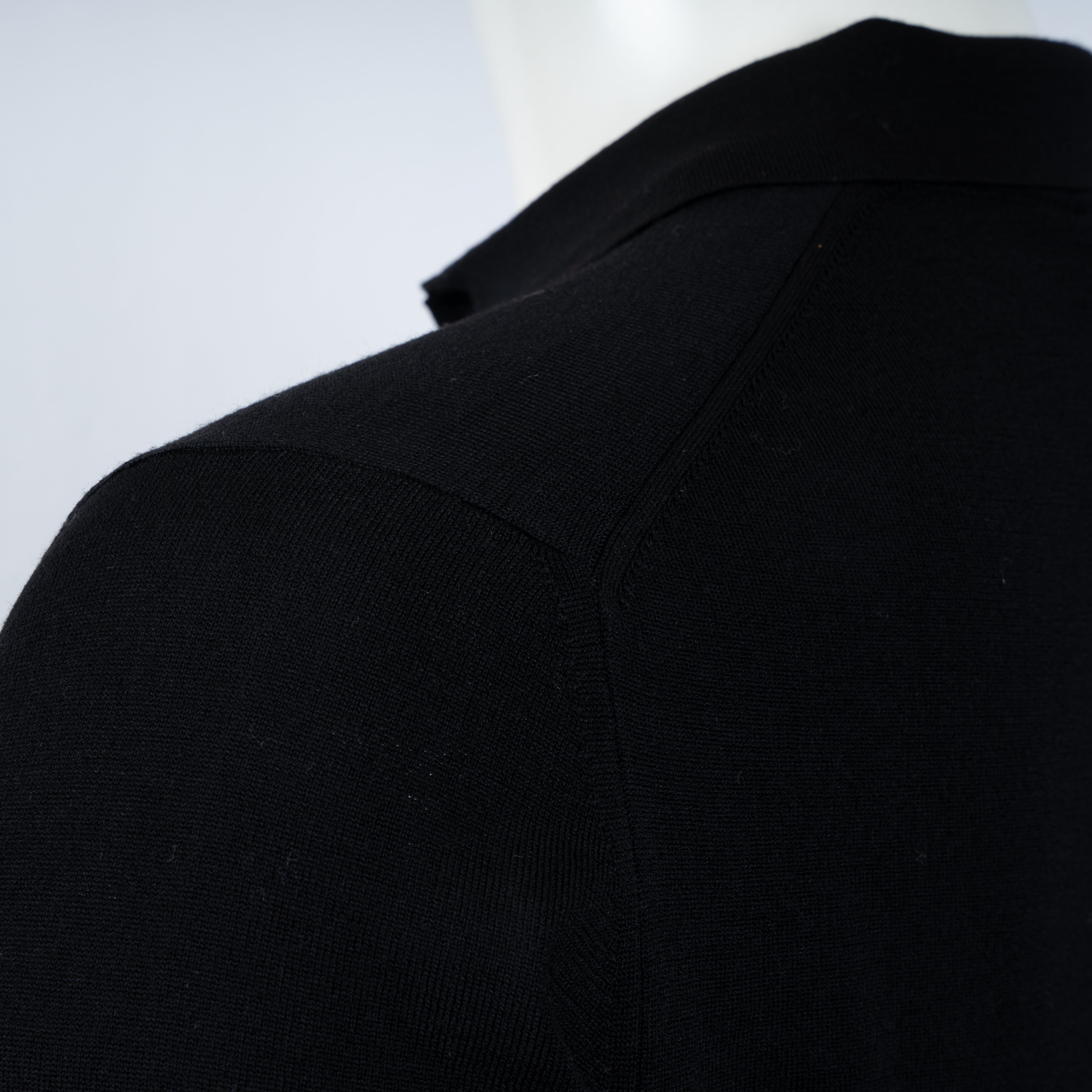 Slowear Gebreide Polo Lange Mouw Zwart | Flexwool