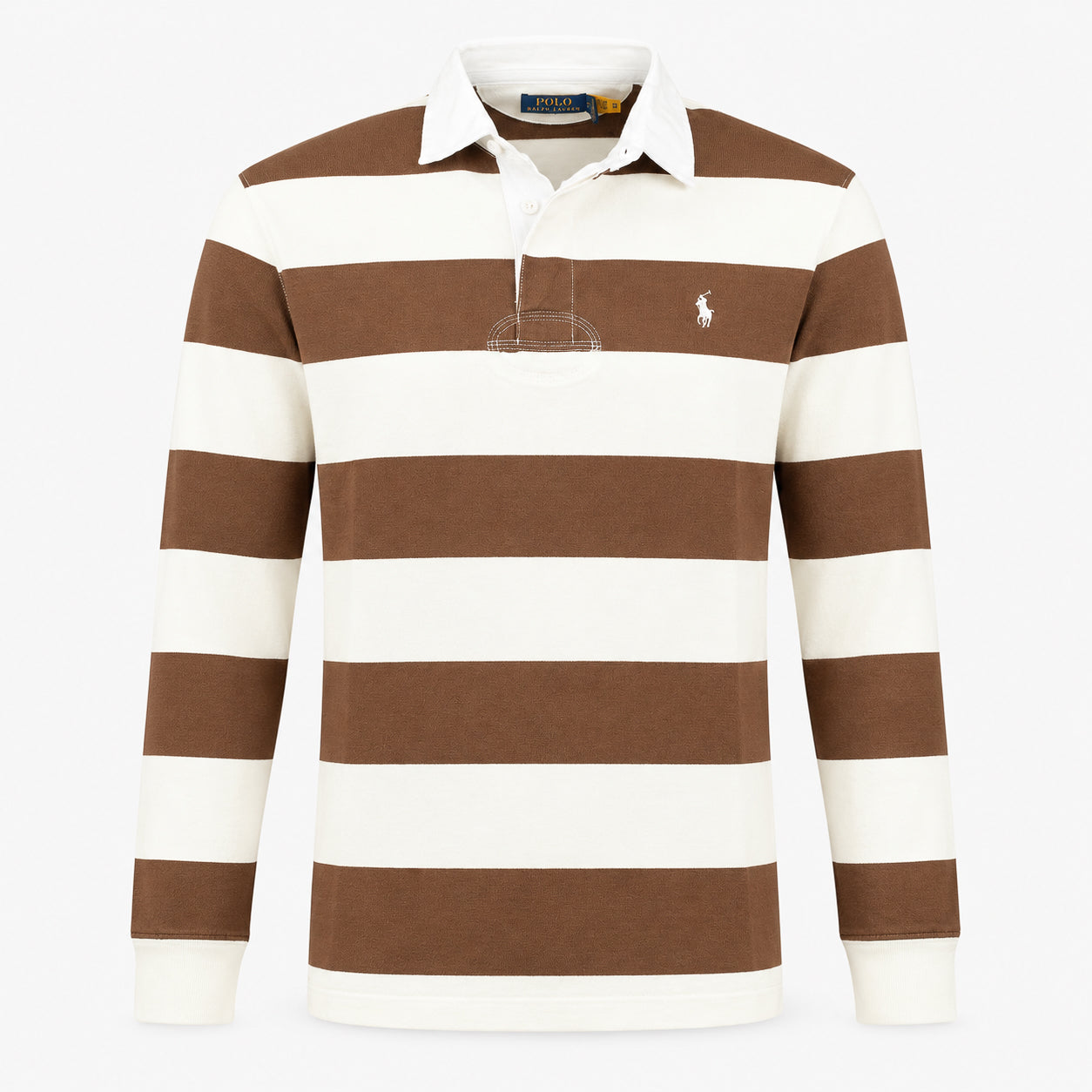 Ralph Lauren Polo Lange Mouw Camel Gestreept | Iconic Rugby Shirt
