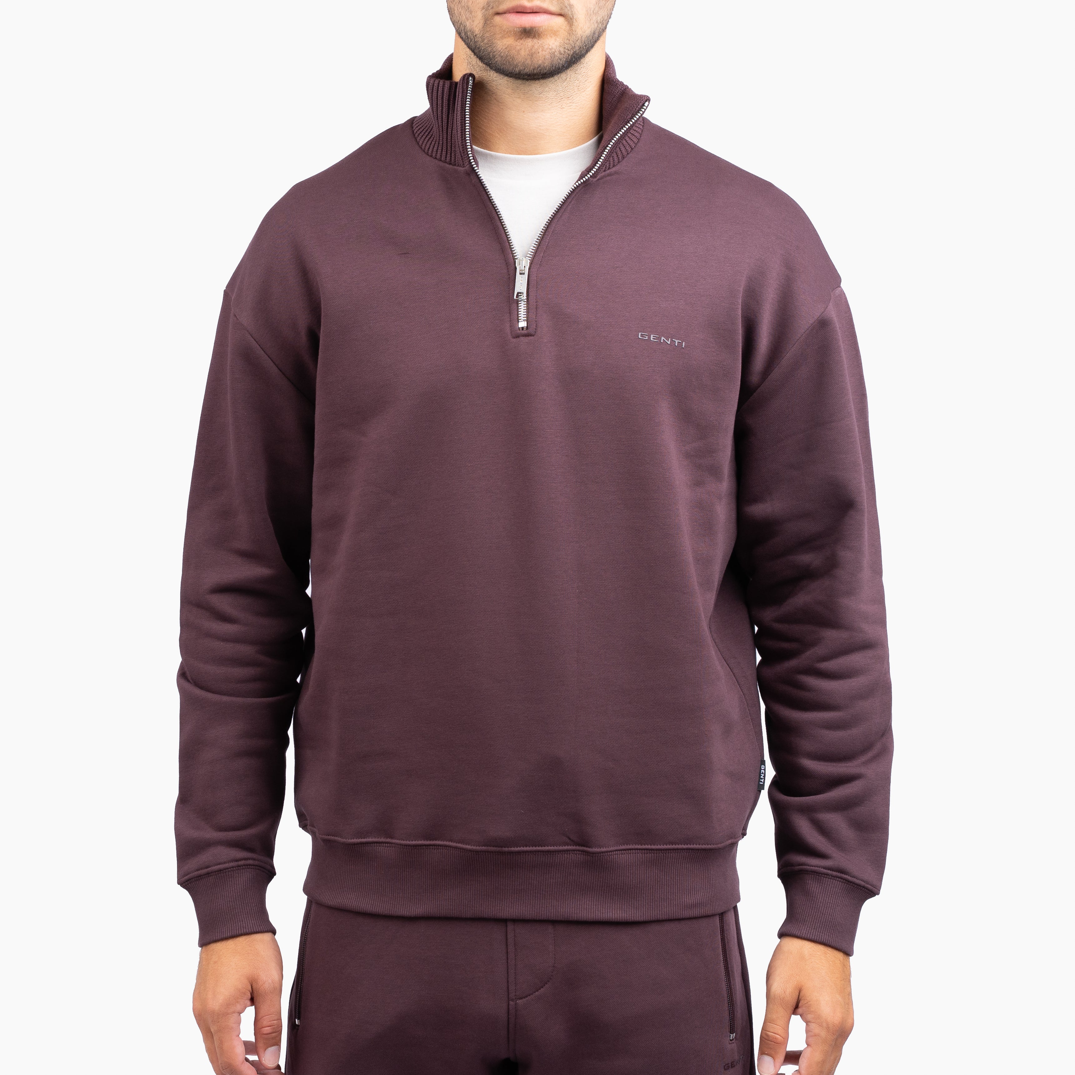 Genti Sweater met Rits Rood | Cotton