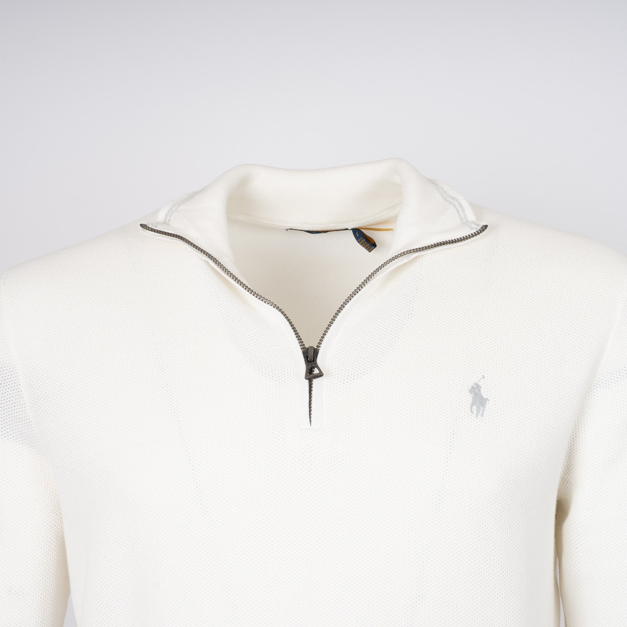 Ralph Lauren Gebreide Trui met Rits Wit | Mesh Cotton