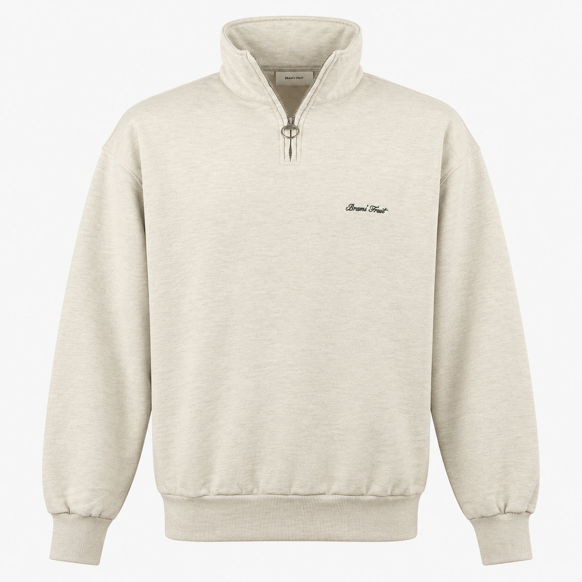 Bram's Fruit Sweater met Rits Beige | Script Logo