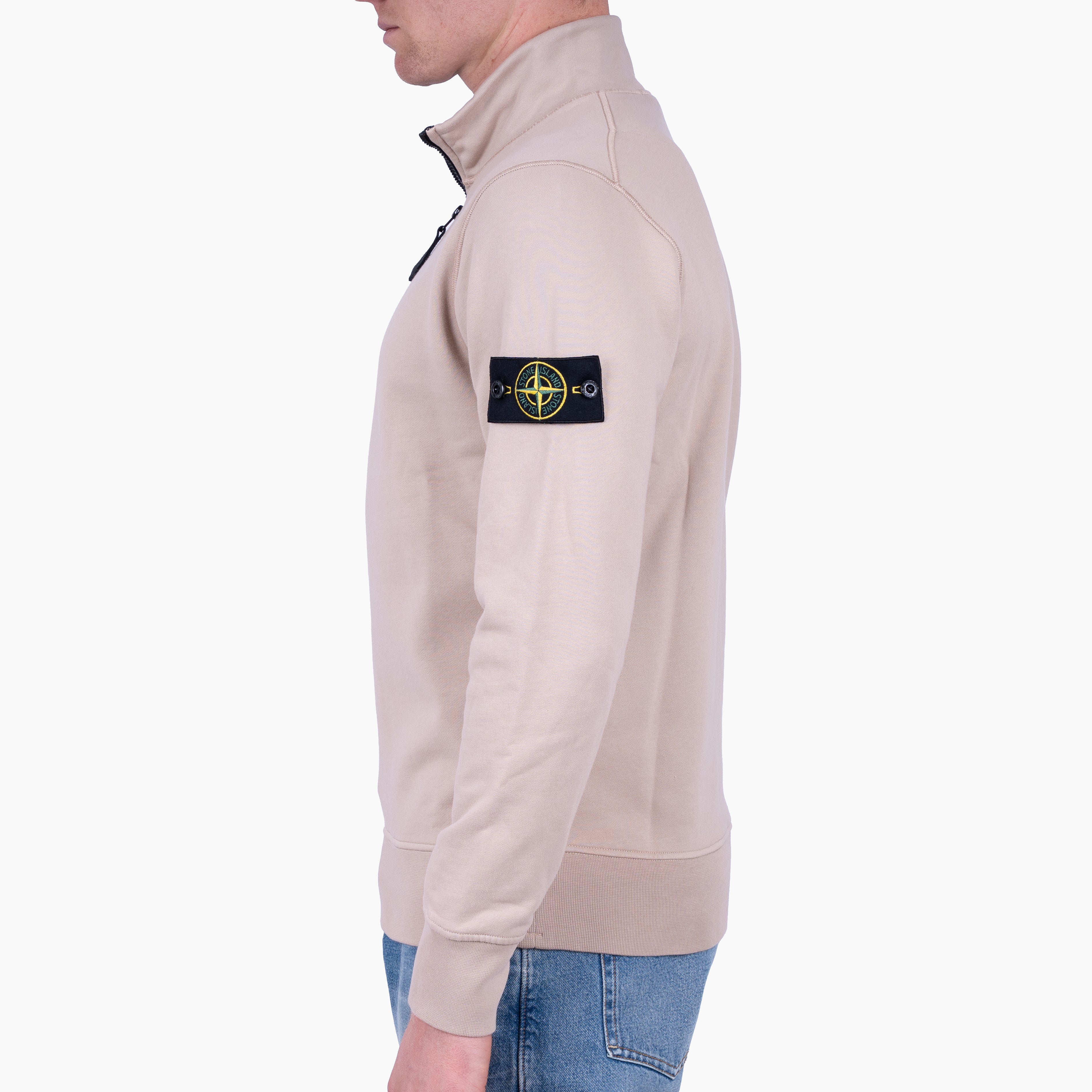 Stone Island Sweater met Rits Zand | Cotton Fleece