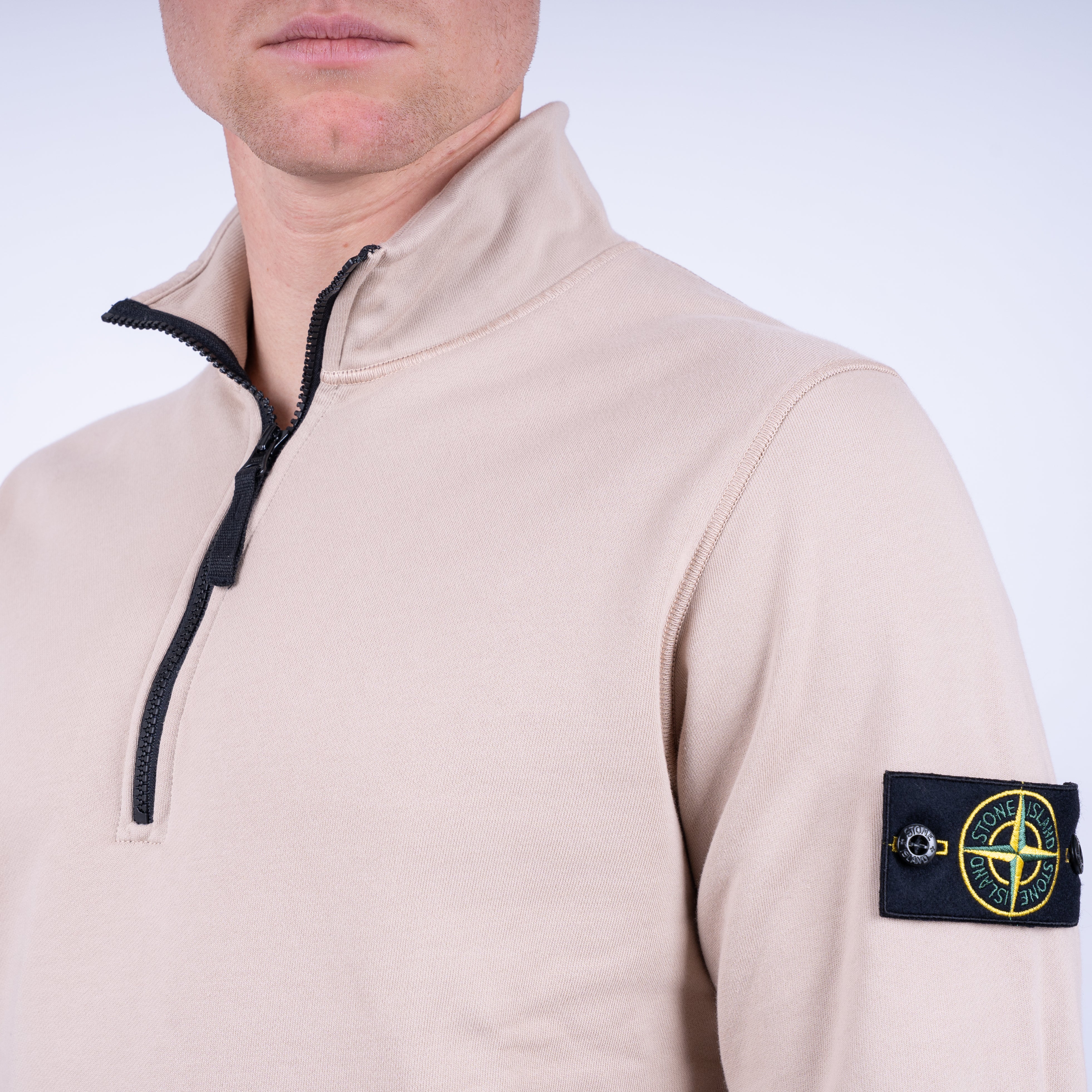 Stone Island Sweater met Rits Zand | Cotton Fleece