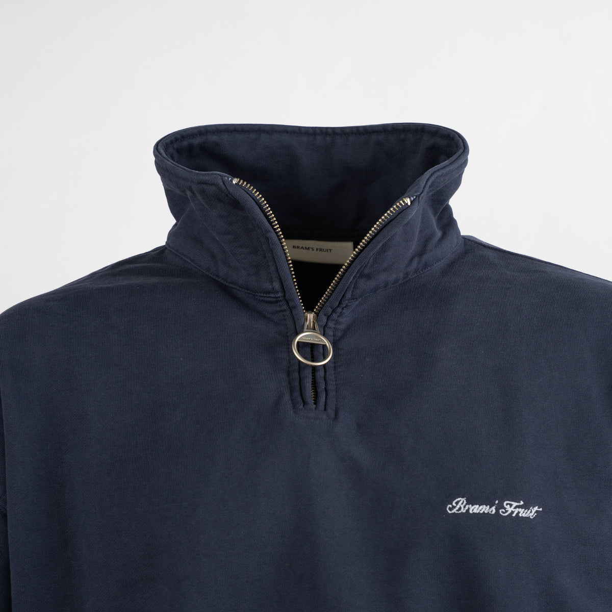 Bram's Fruit Sweater met Rits Blauw | Script Logo