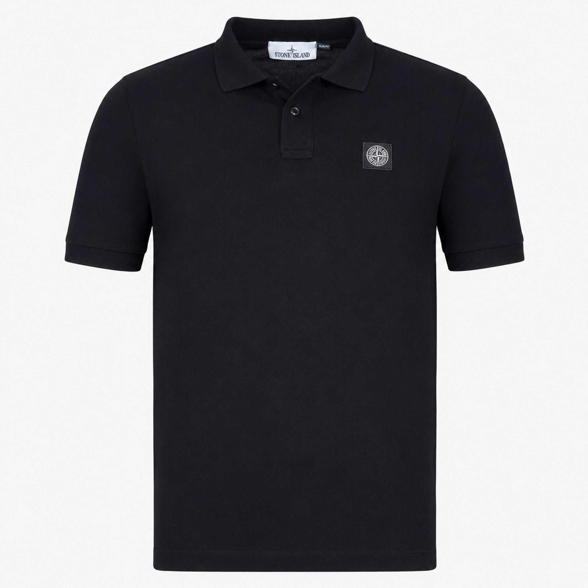 Stone Island Polo Zwart | Organic Cotton Piqué