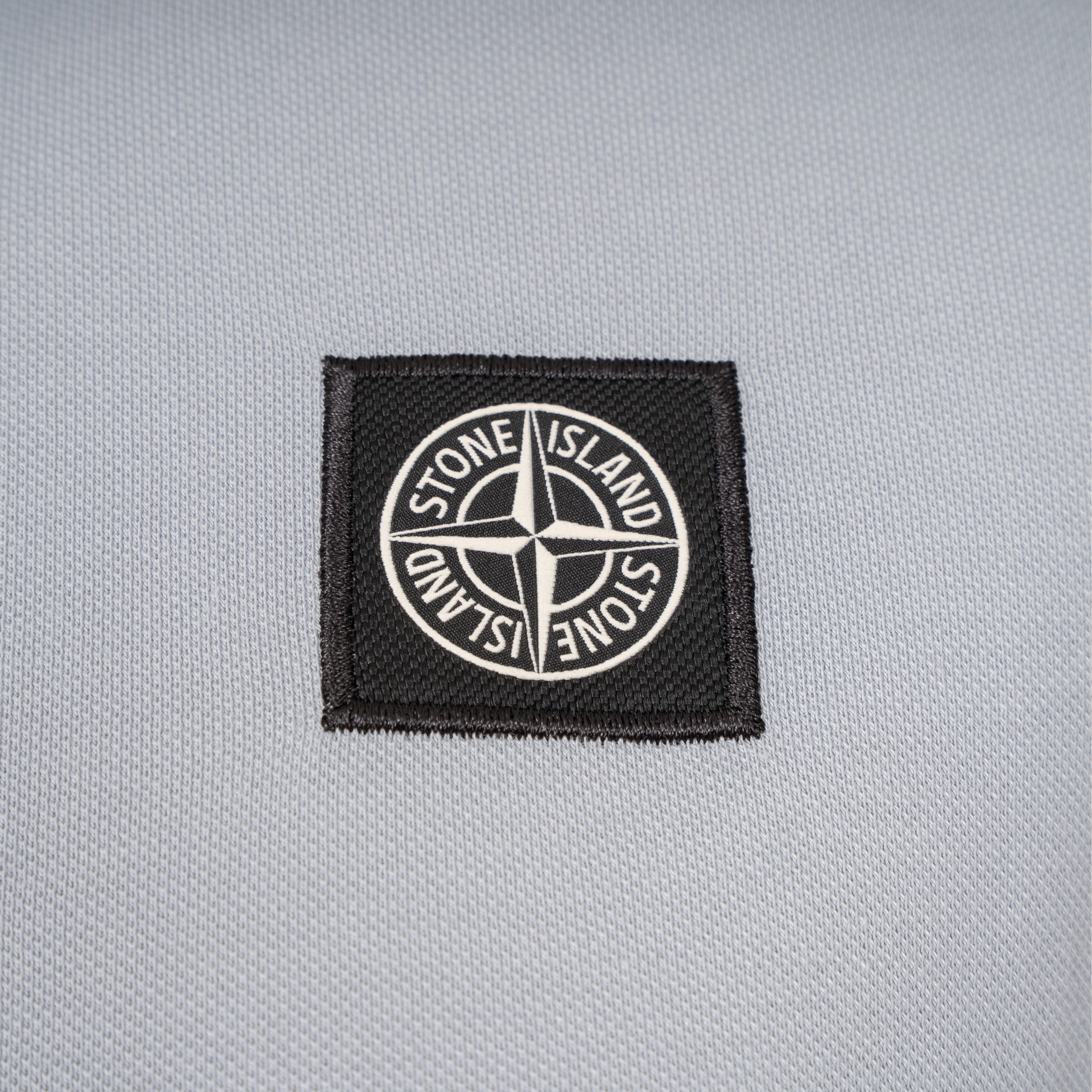 Stone Island Polo Grijs/Blauw | Organic Cotton Piqué