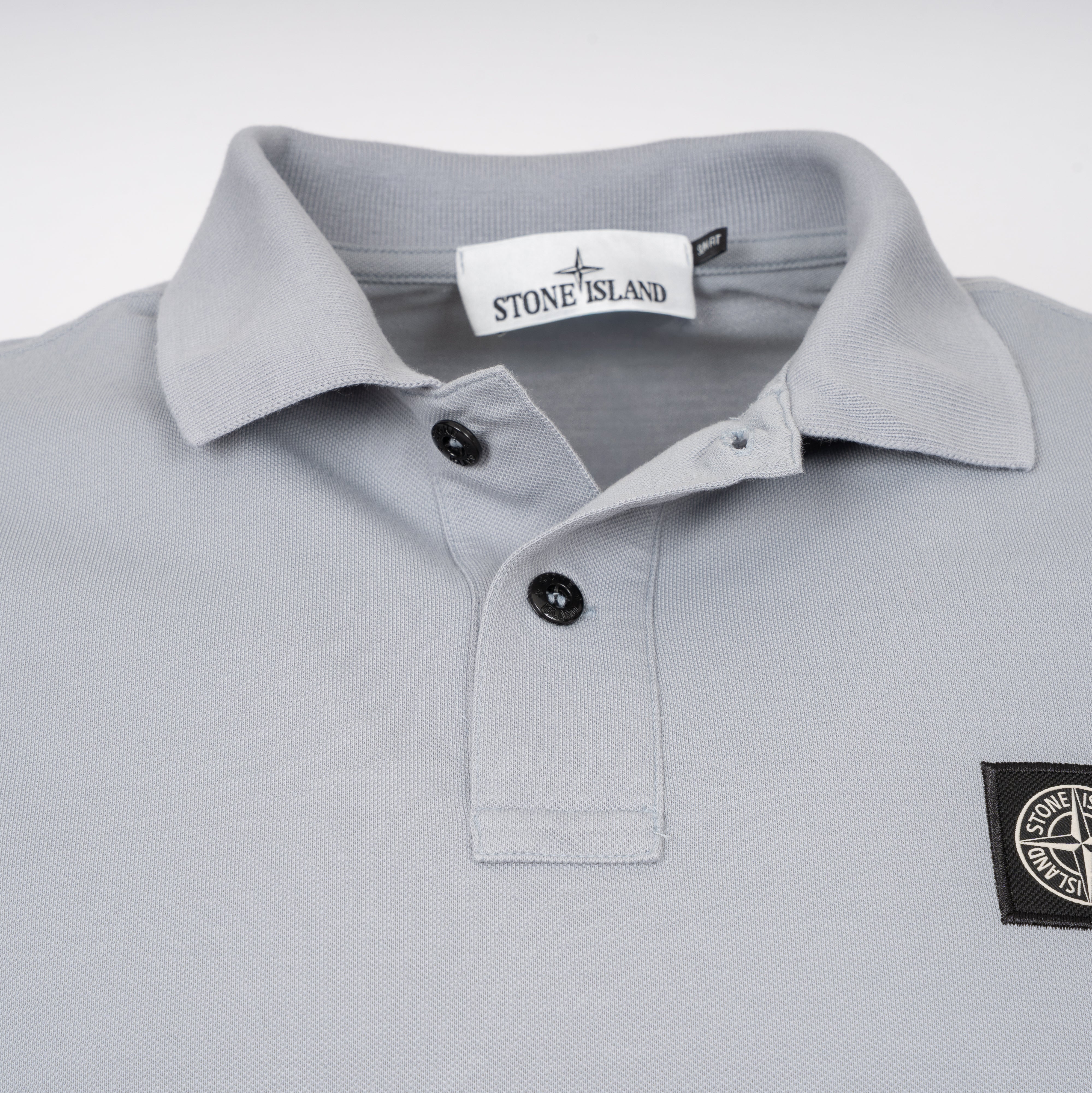 Stone Island Polo Grijs/Blauw | Organic Cotton Piqué