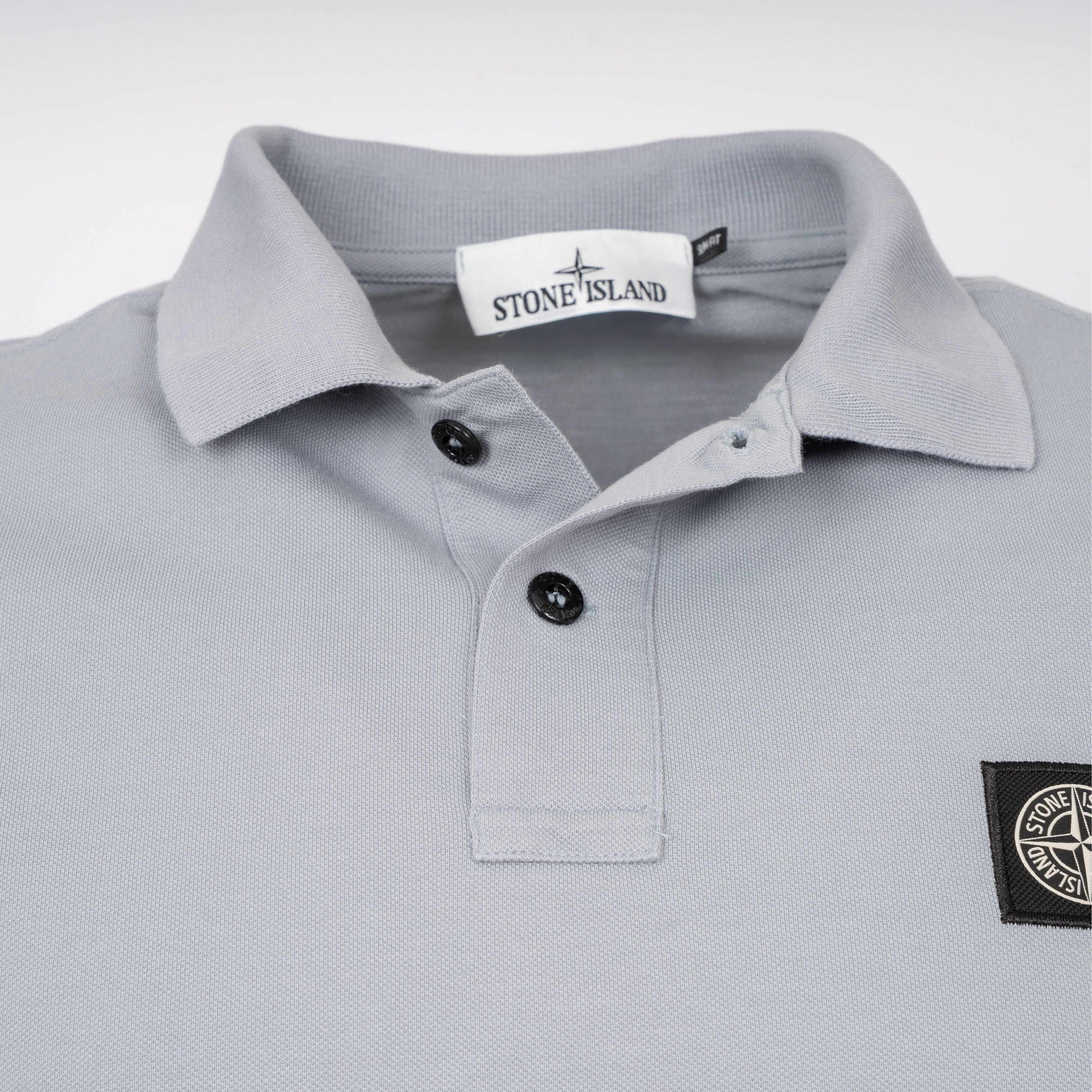 Stone Island Polo Grijs/Blauw | Organic Cotton Piqué