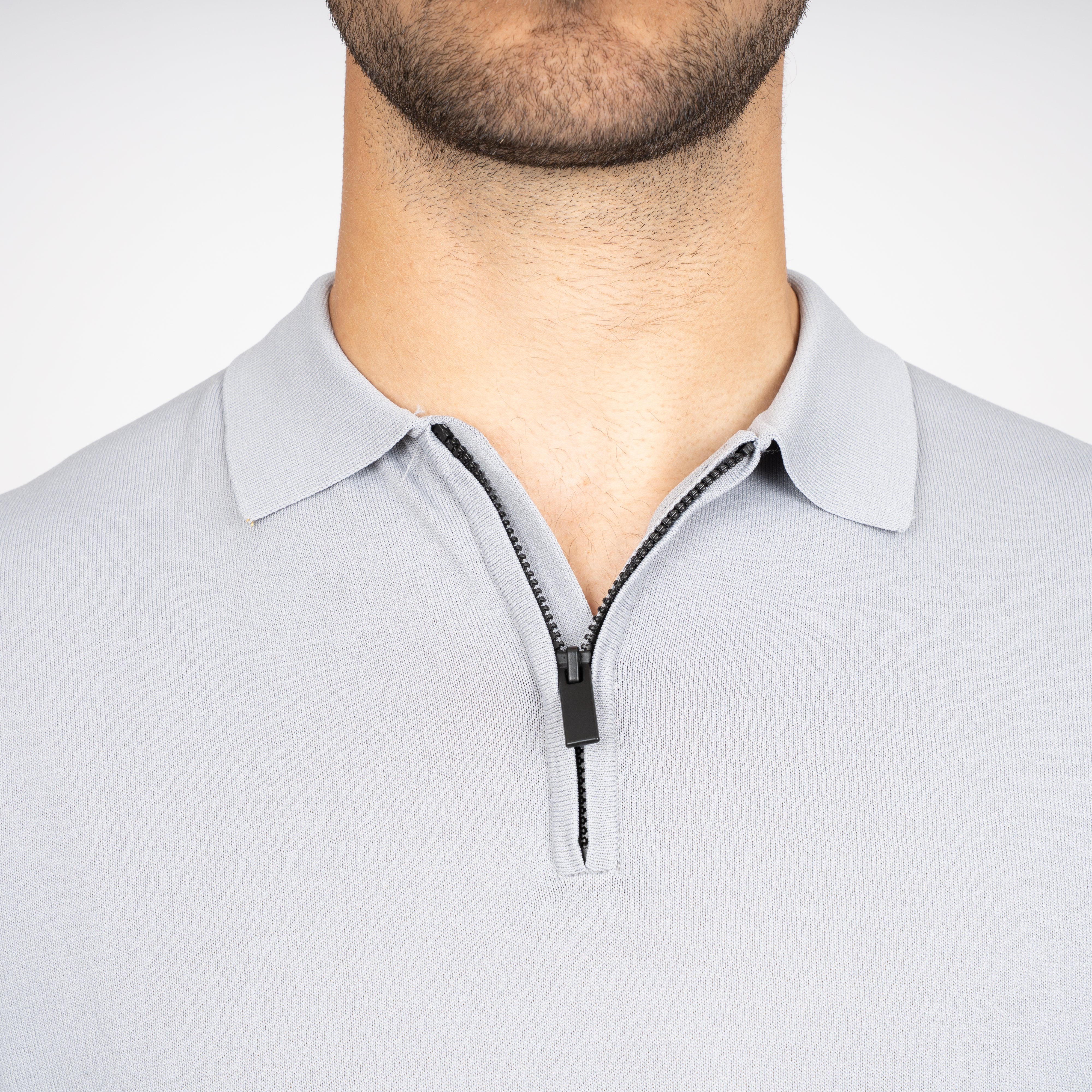 SEVEN DIALS Technische Polo met Rits Grijs | Osric