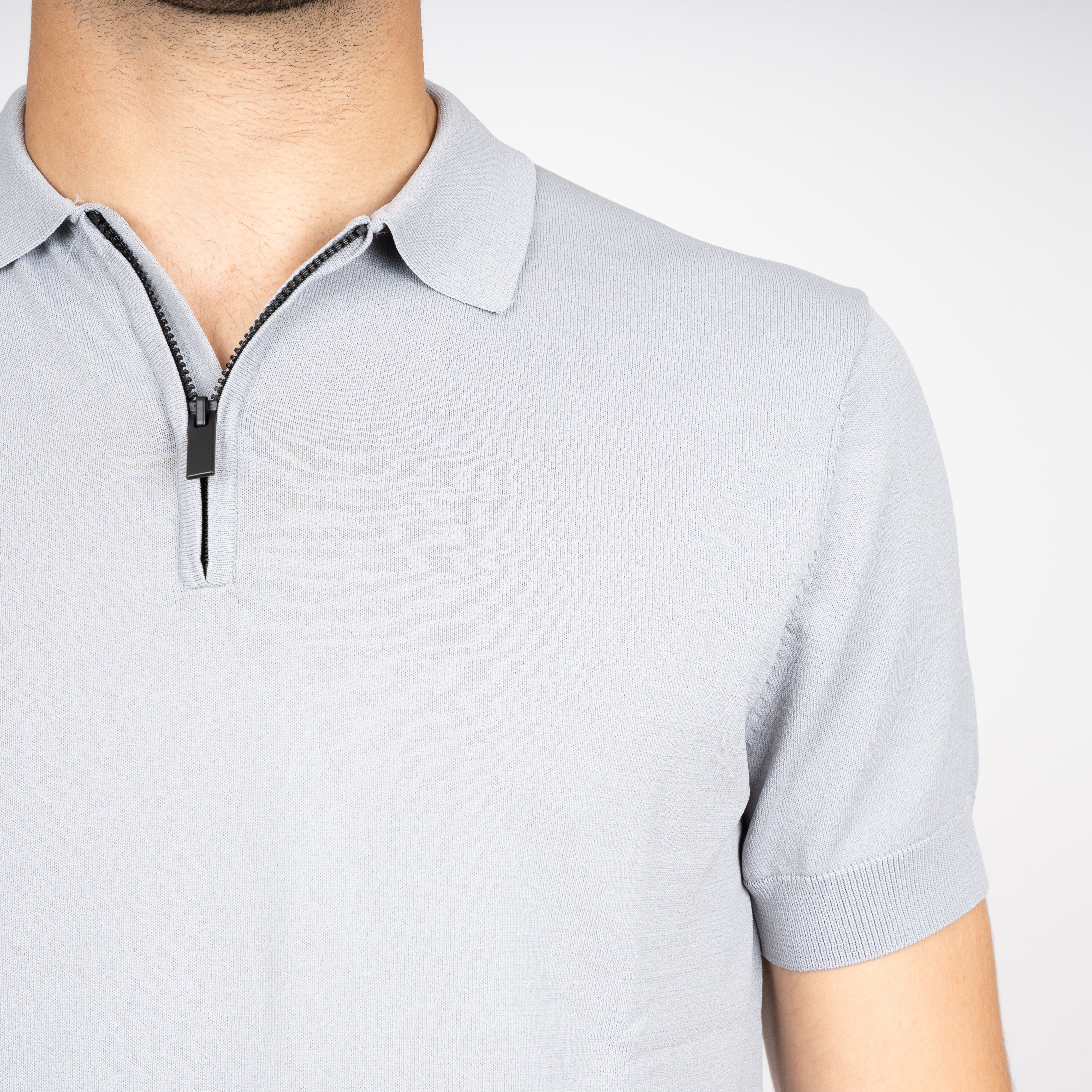 SEVEN DIALS Technische Polo met Rits Grijs | Osric