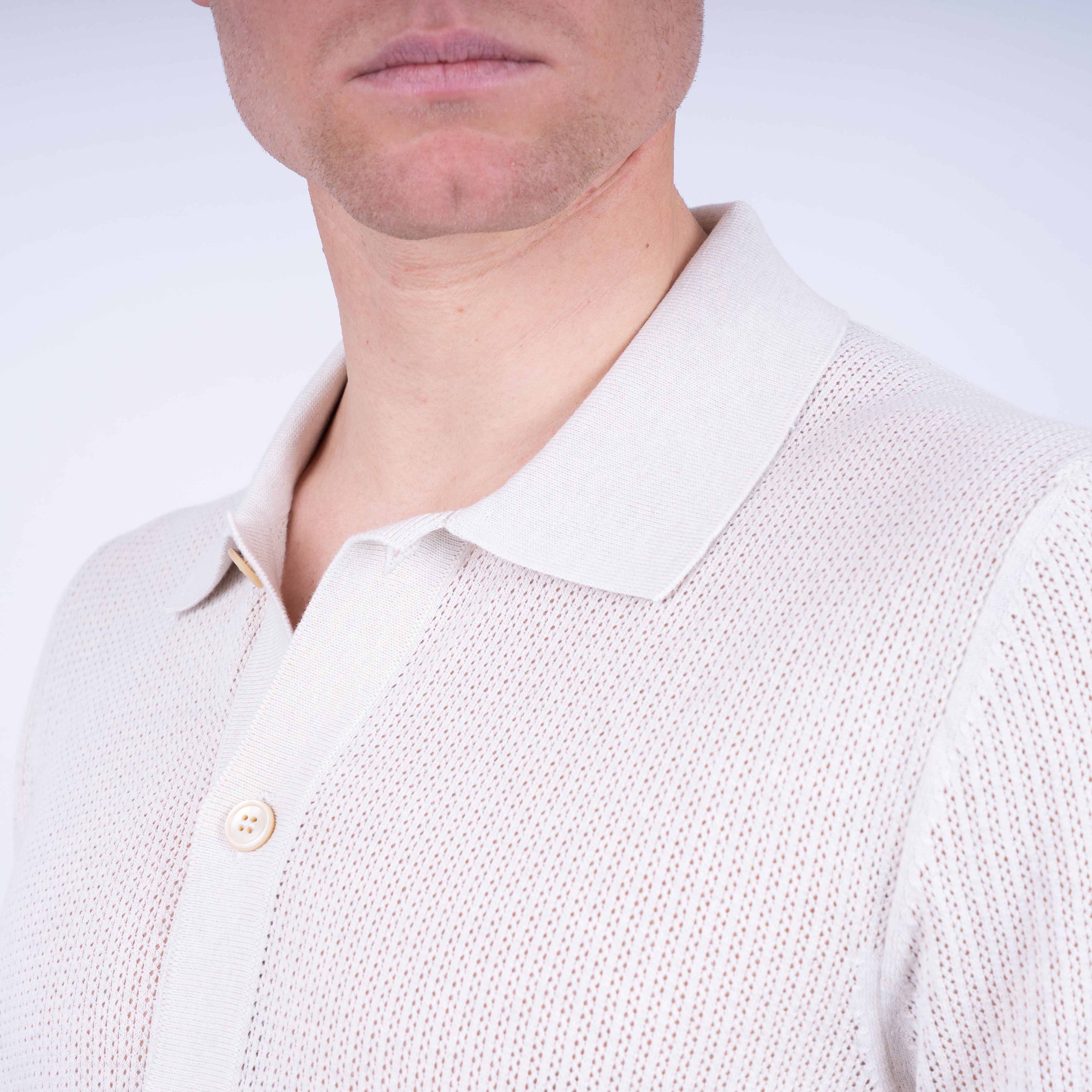 Gran Sasso Doorknoop Polo Off-White | Fresh Cotton