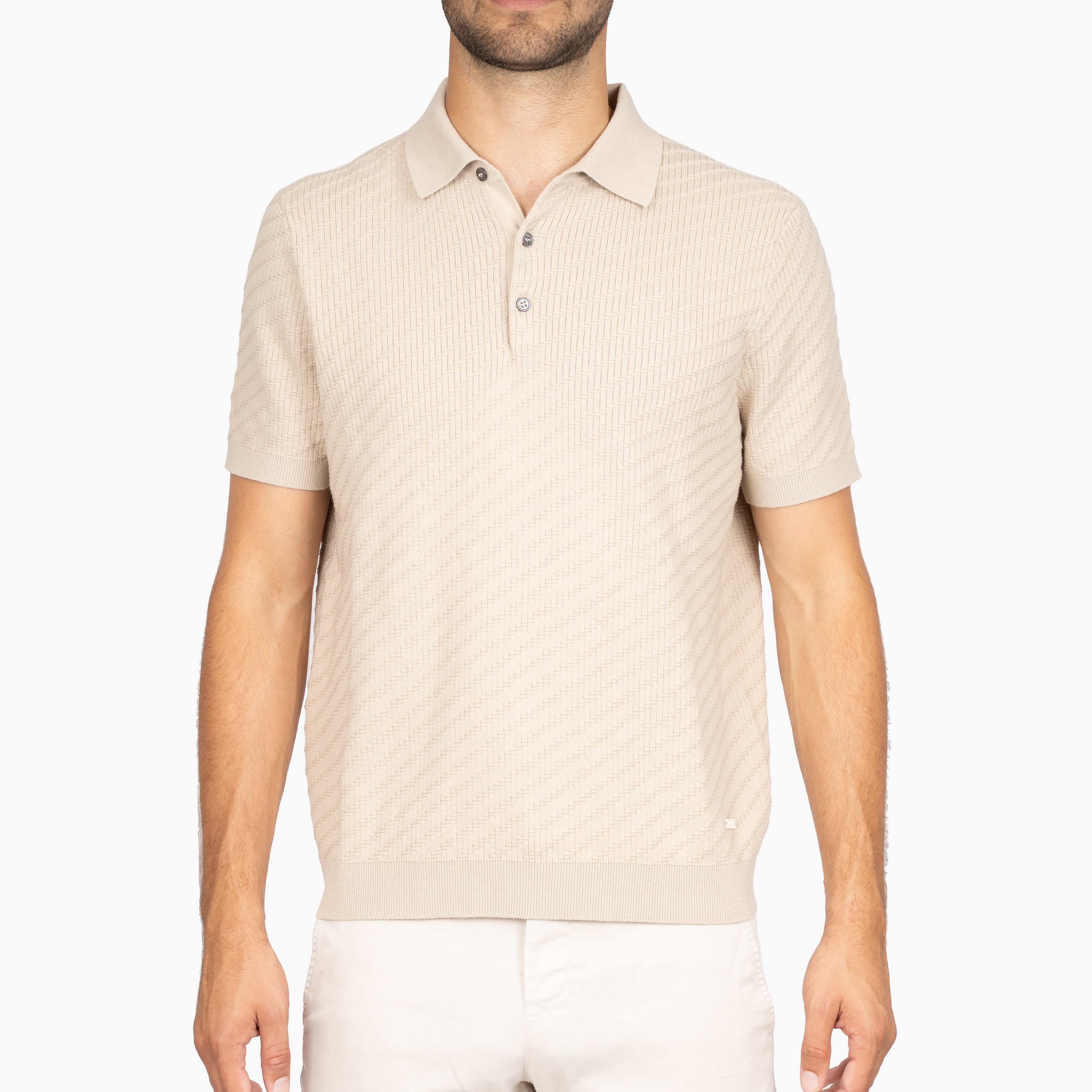 SEVEN DIALS Gebreide Polo Beige | Adrin