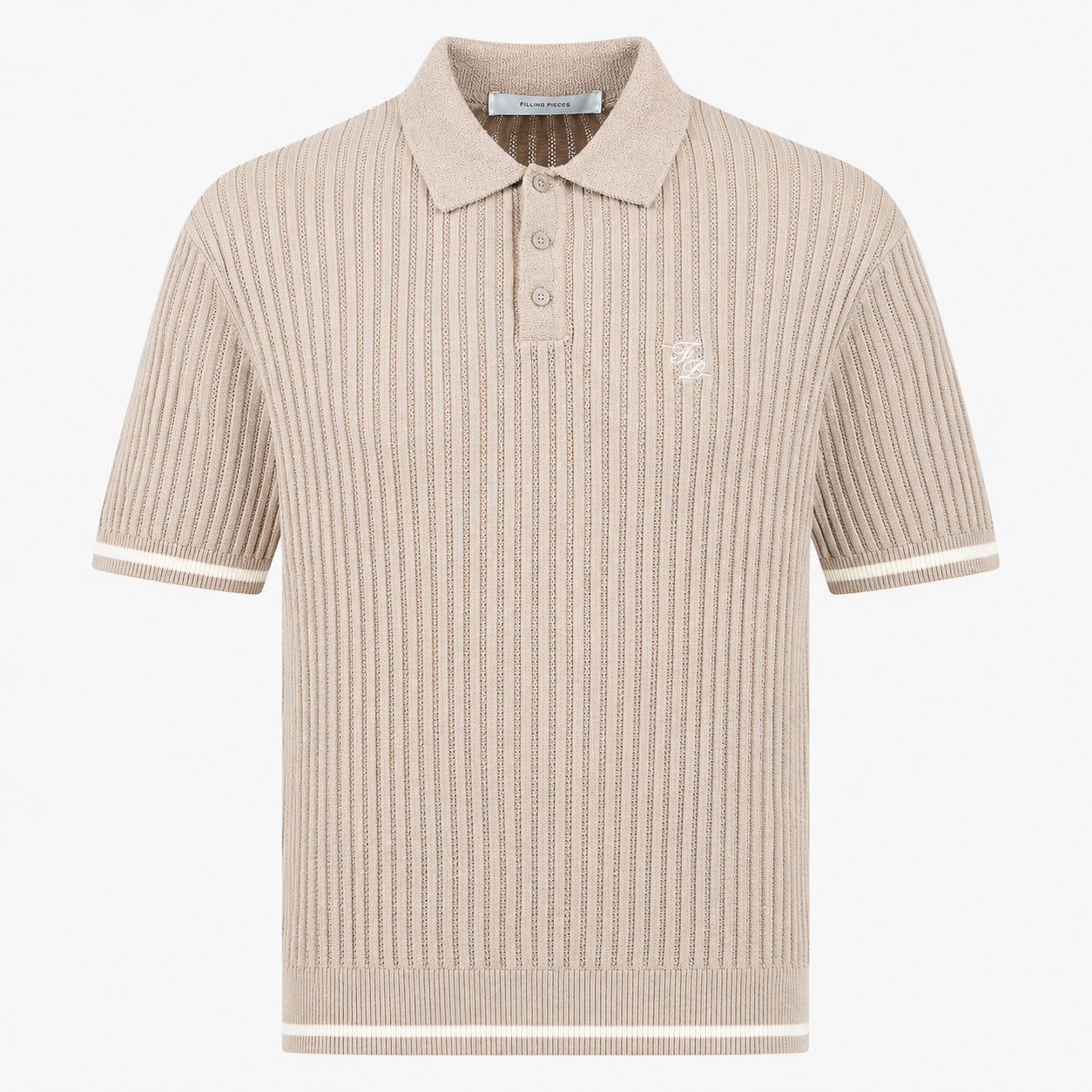 Filling Pieces Gebreide Polo Beige | Knit Polo Boucle