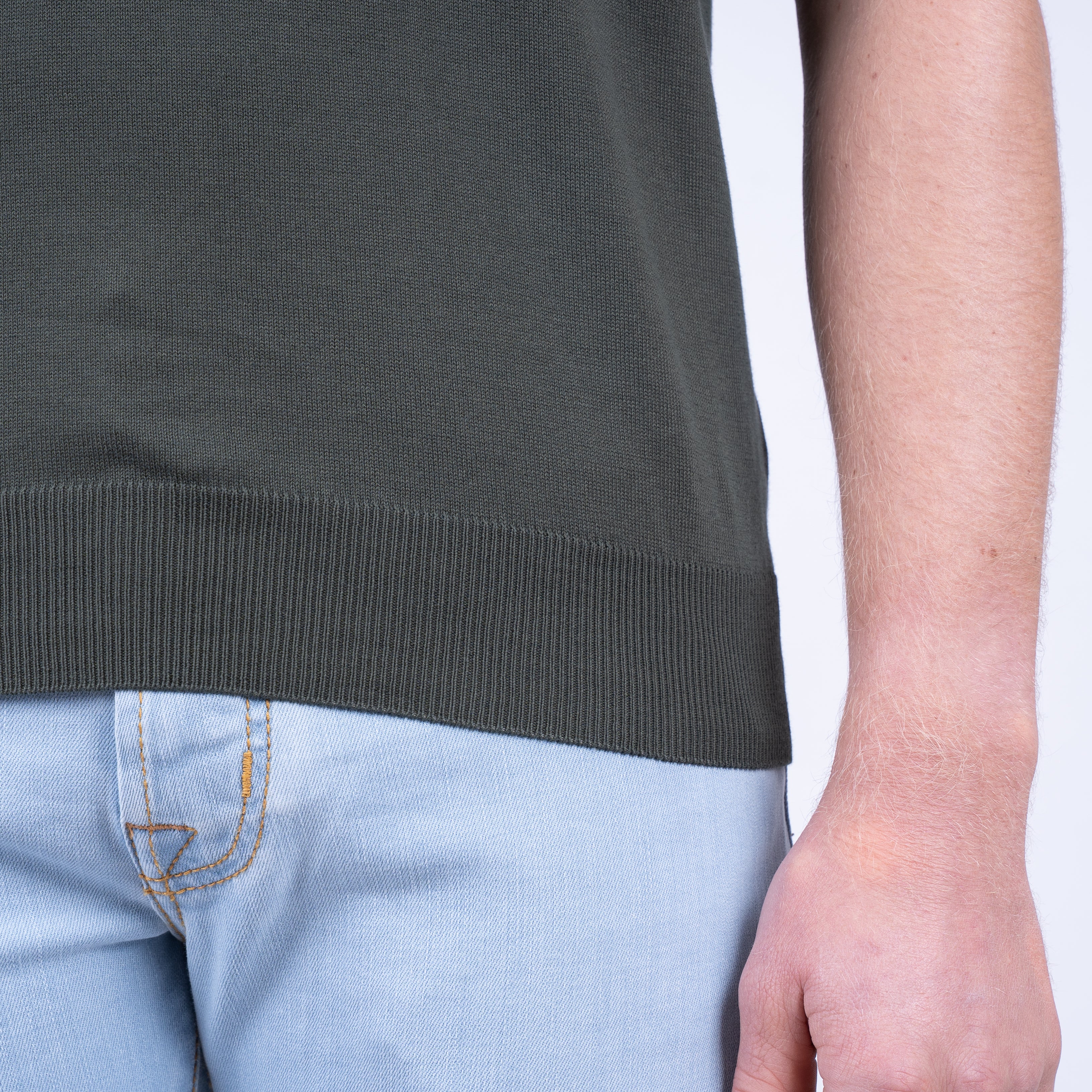 Gran Sasso Buttonless Polo Groen | Egyptian Cotton