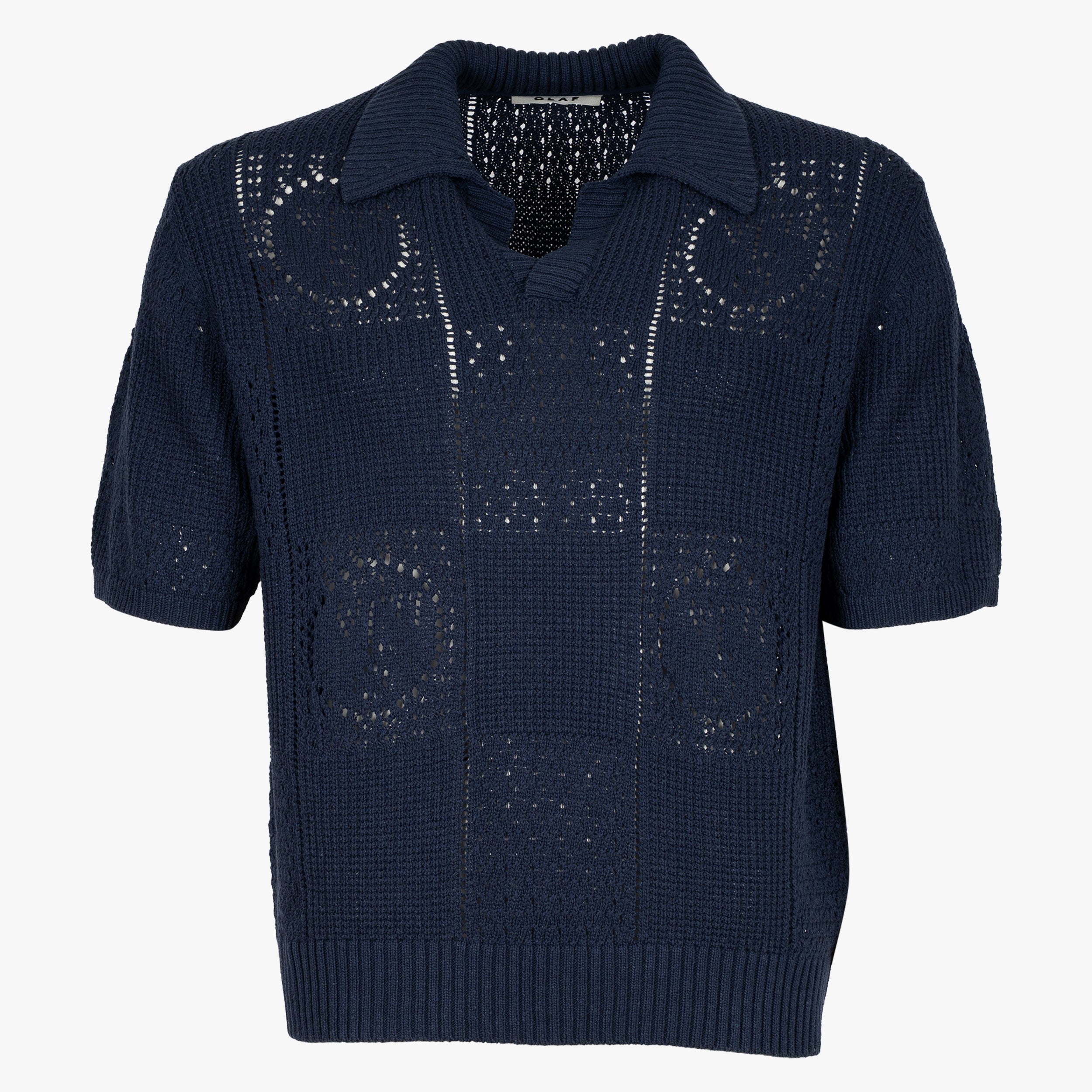 Olaf Gebreide Polo Blauw | Face Logo