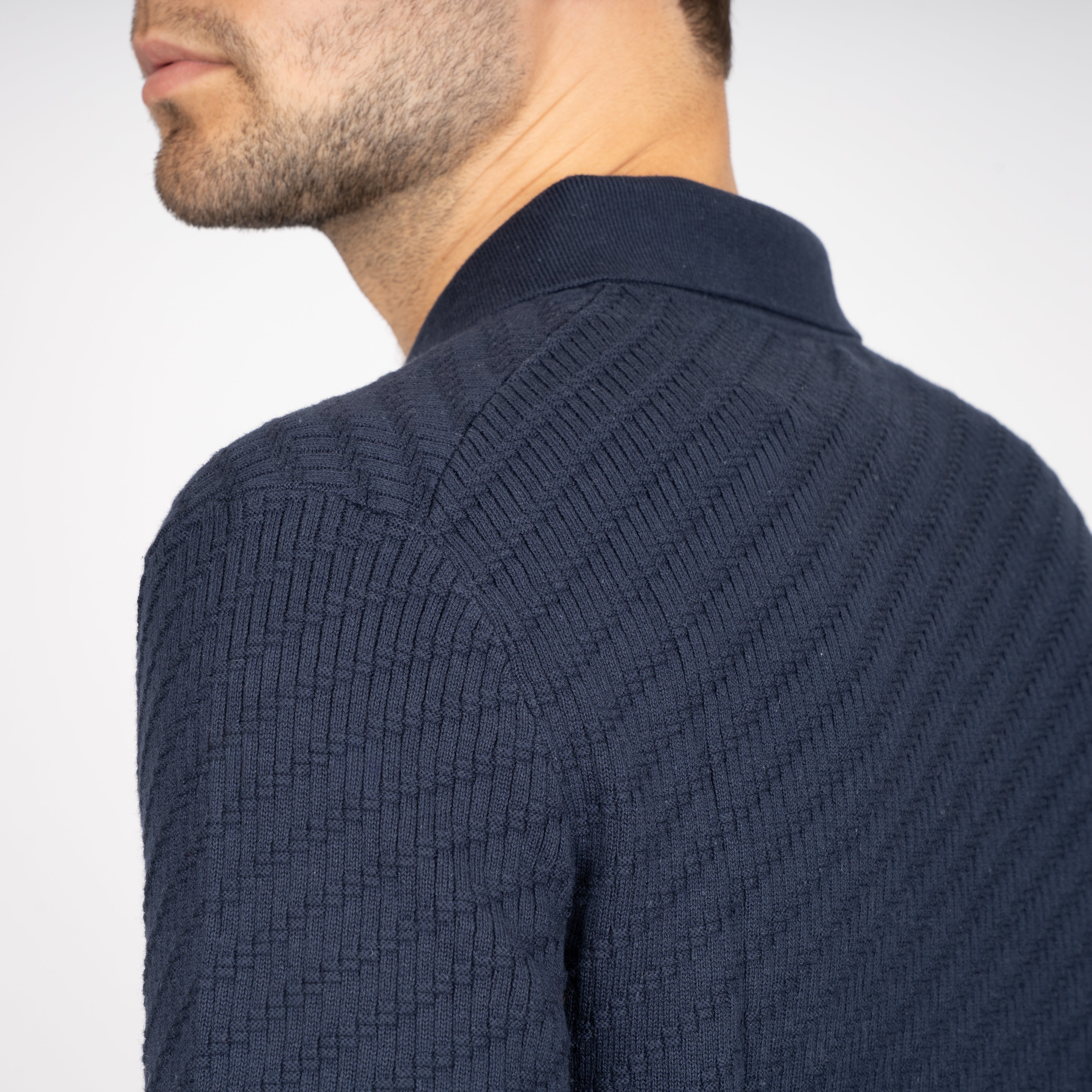SEVEN DIALS Gebreide Polo Blauw | Adrin