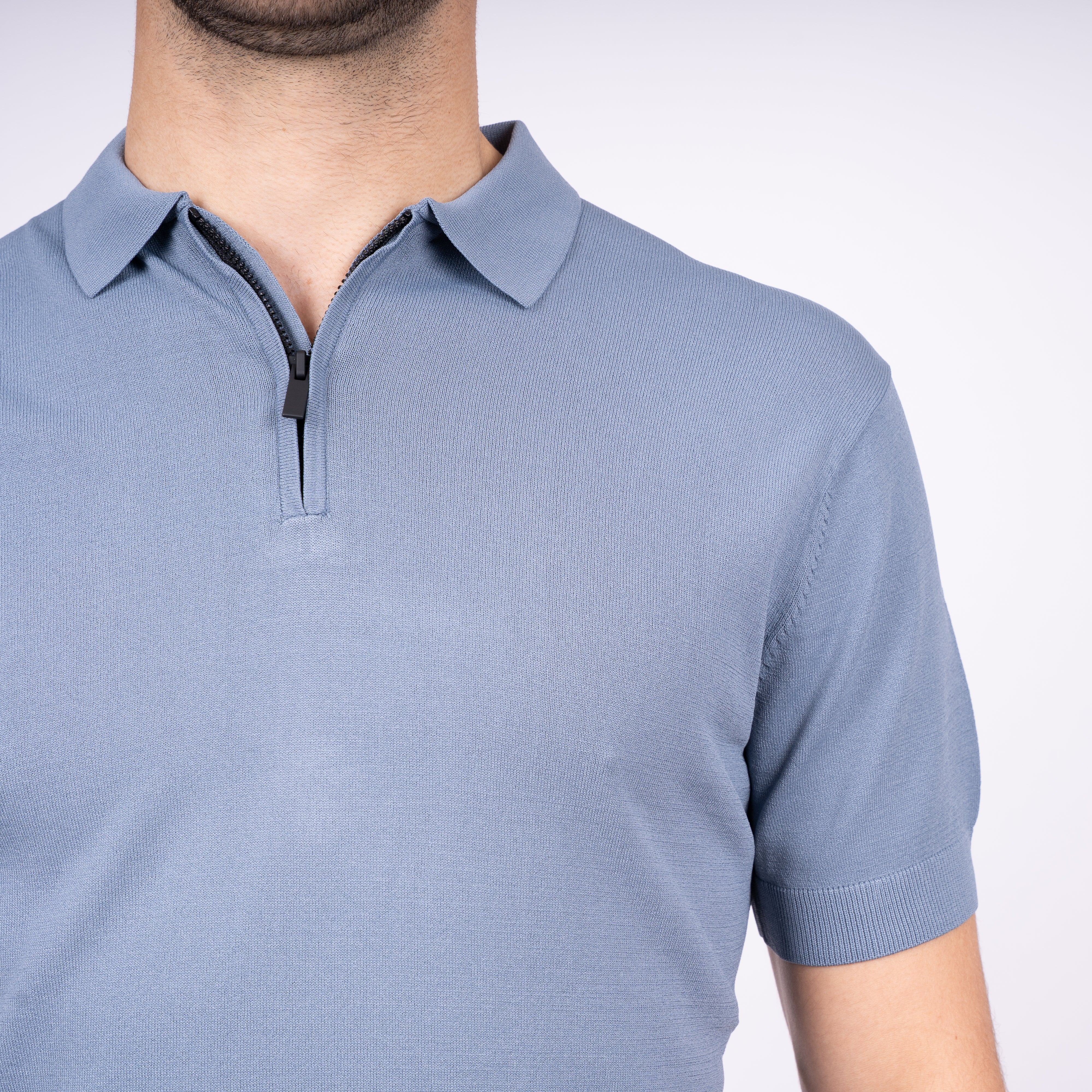 SEVEN DIALS Technische Polo met Rits Staalblauw | Osric