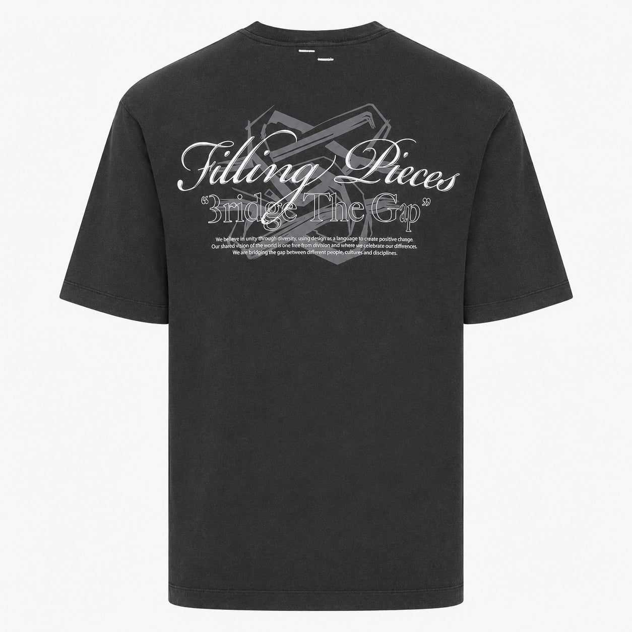 Filling Pieces T-Shirt Backprint Verwassen Zwart | Boxy Bridge The Gap