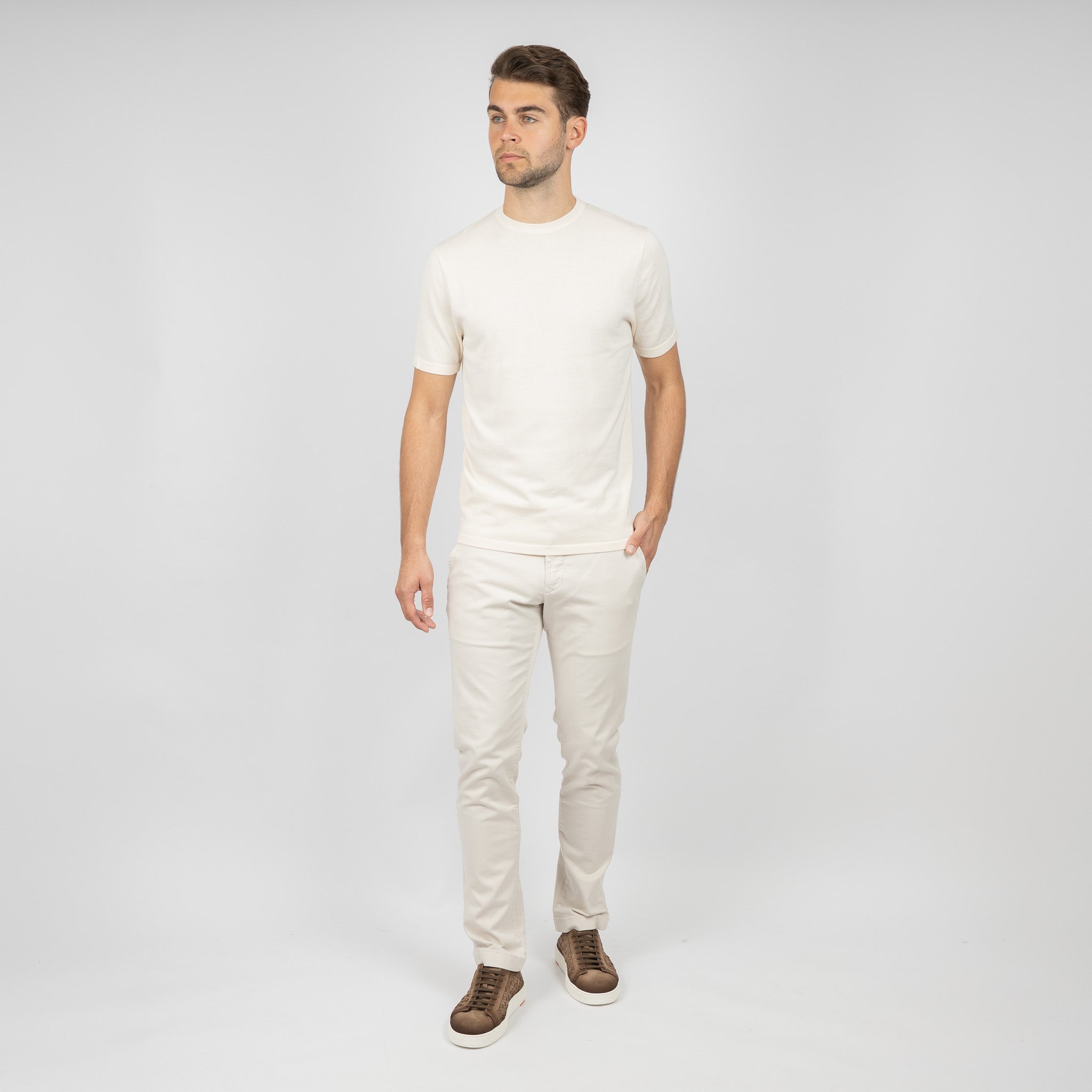 SEVEN DIALS Gebreid T-Shirt Creme | Faun