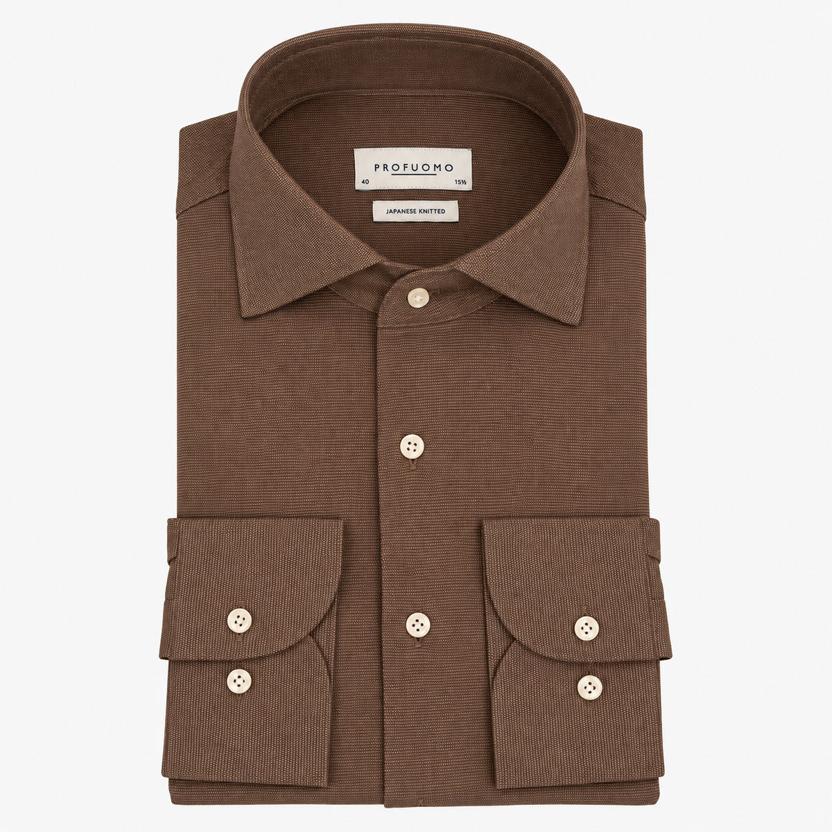 Profuomo Overhemd Taupe | Japanese Knitted