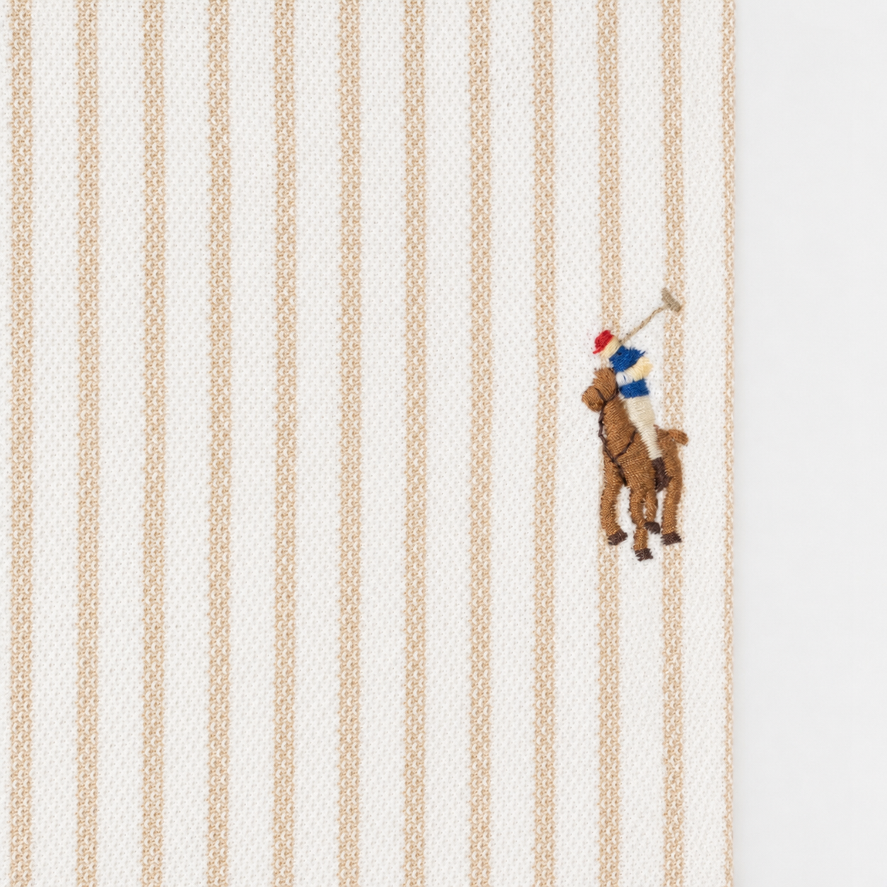 Ralph Lauren Overhemd Wit/Beige Streep | Knit Oxford