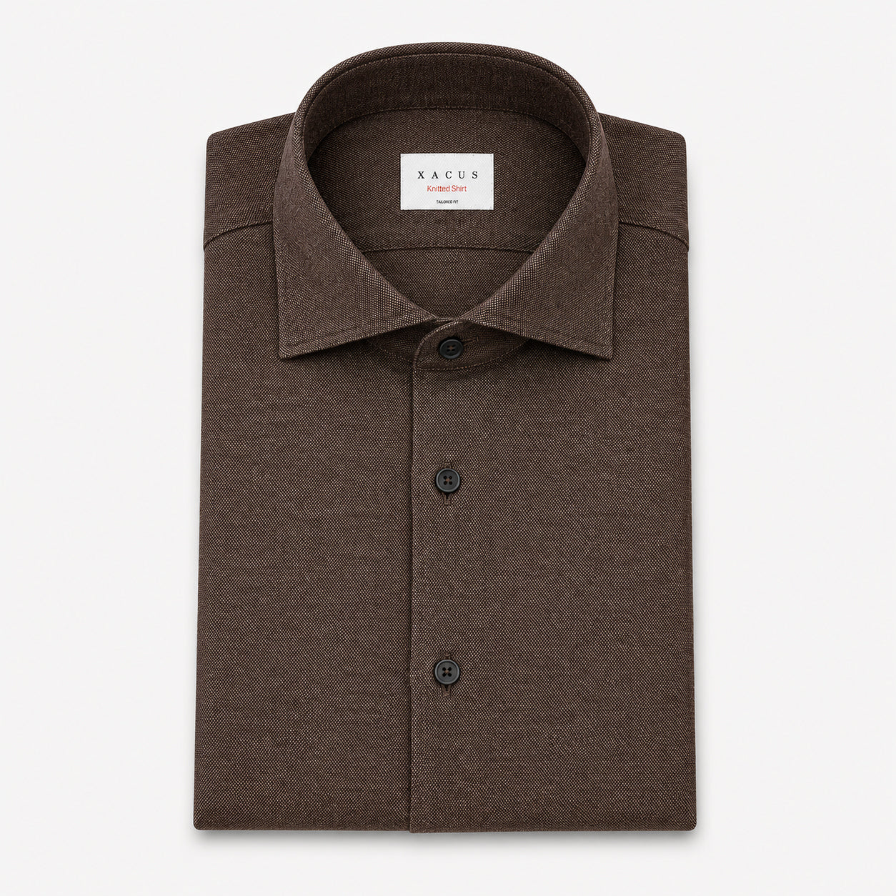 Xacus Overhemd Bruin | Knitted Shirt