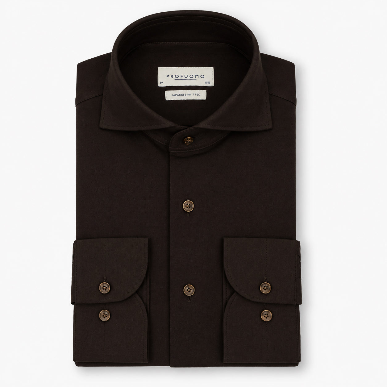Profuomo Overhemd Bruin | Japanese Knitted