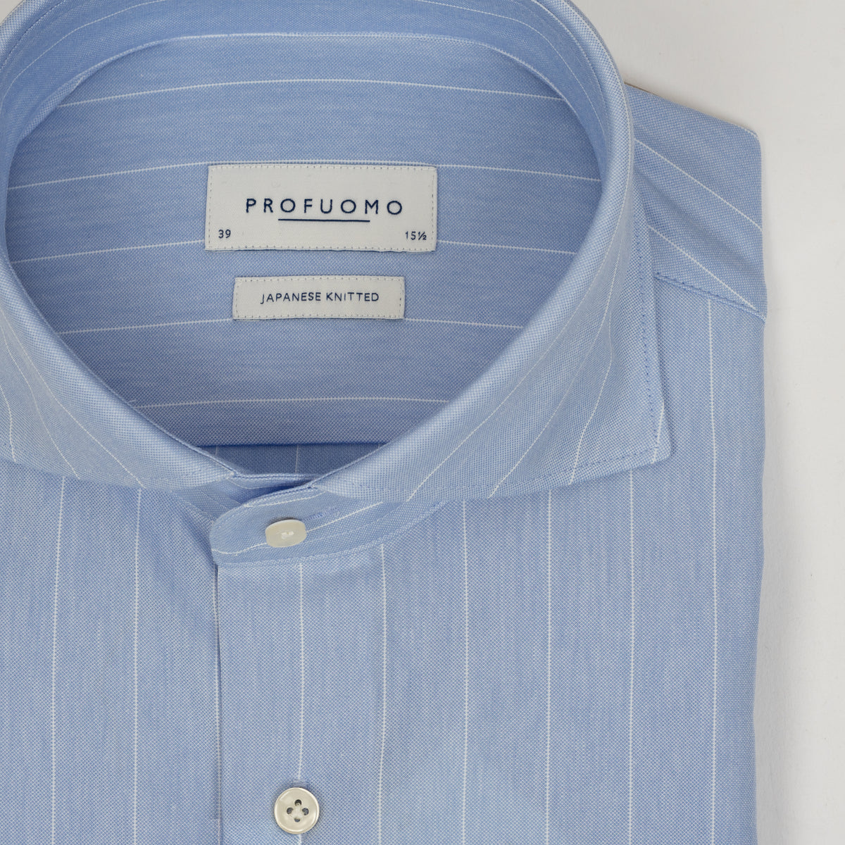 Profuomo Overhemd Lichtblauw Witte Streep | Japanese Knitted