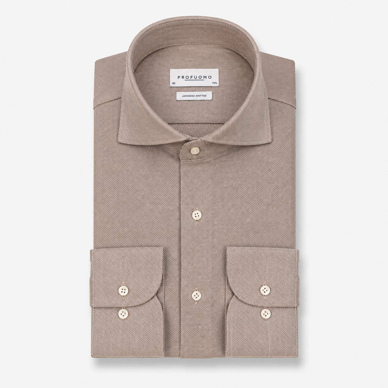 Profuomo Overhemd Cognac | Japanese Knitted