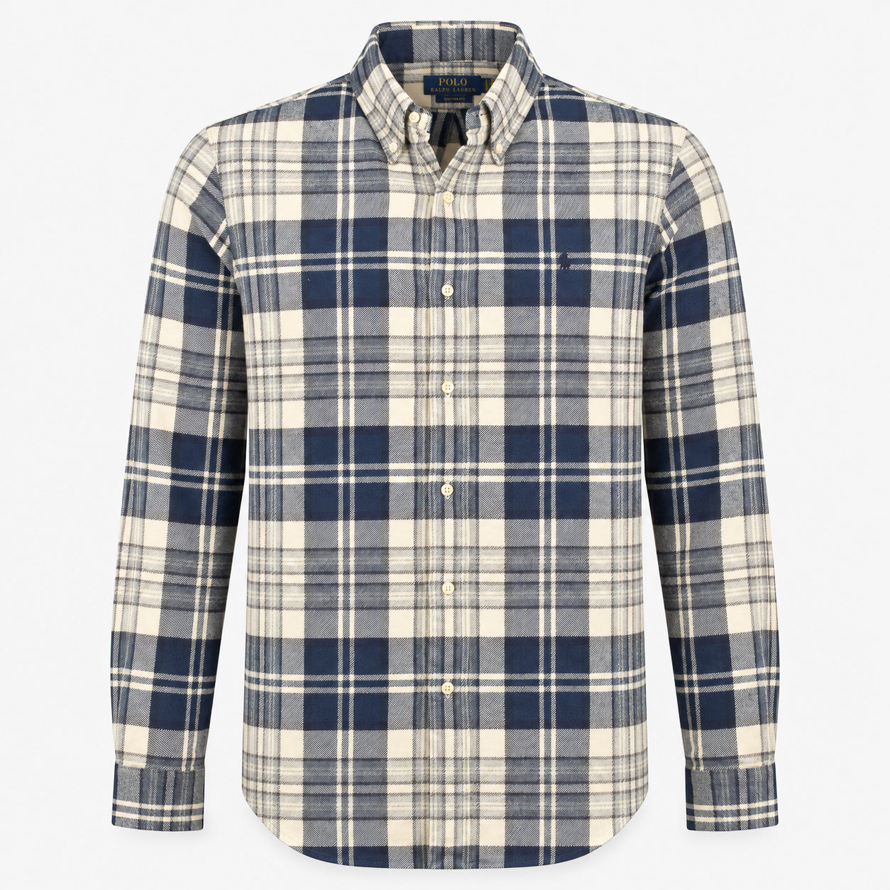 Ralph Lauren Overhemd Blauw / Crème Geruit | Custom Fit