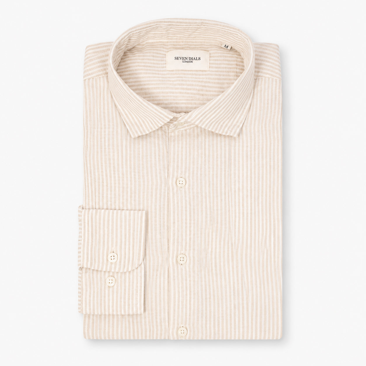 SEVEN DIALS Linnen Overhemd Beige Streep | Jerred
