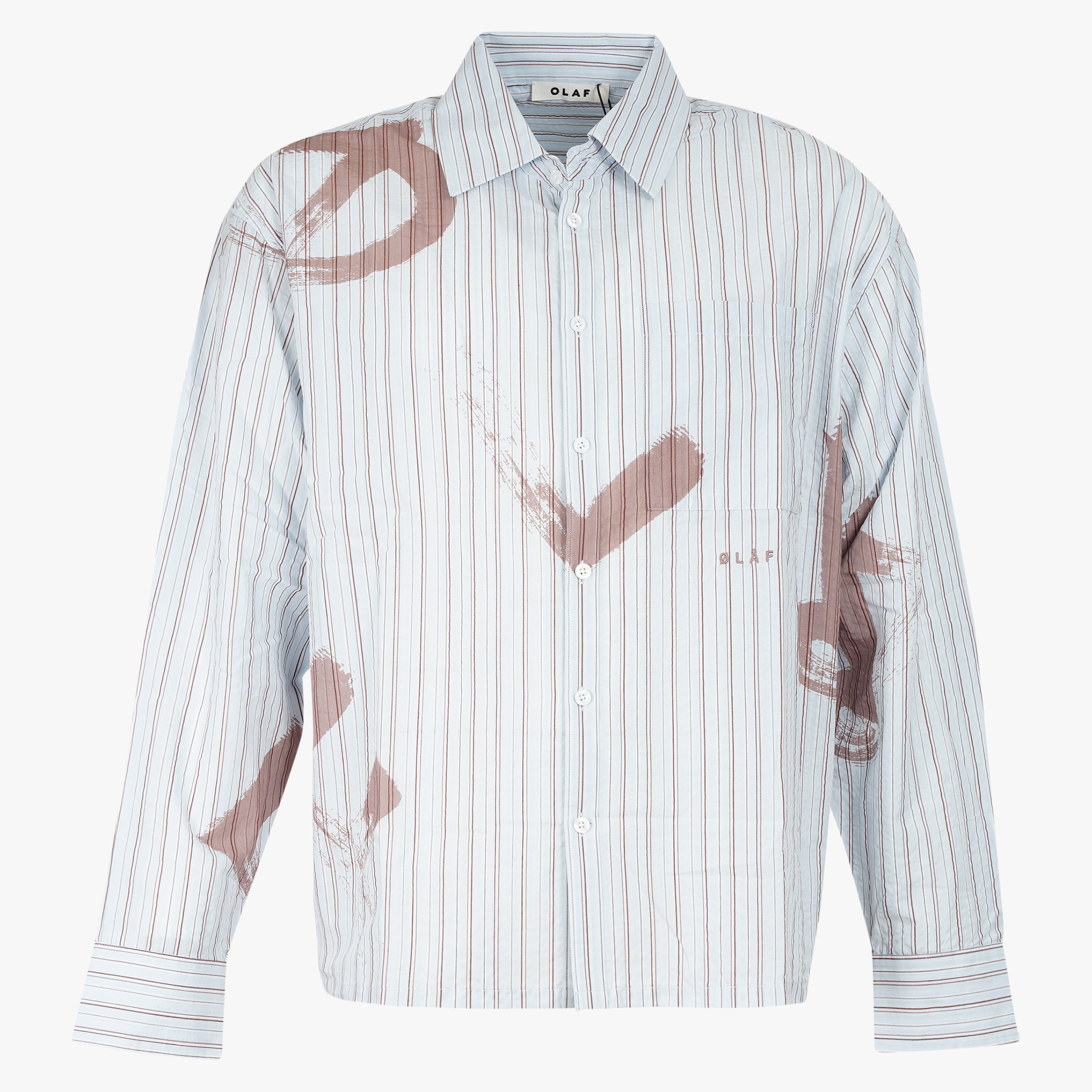 Olaf Overhemd Lichtblauw Gestreept | Brushstroke Logo Stripe