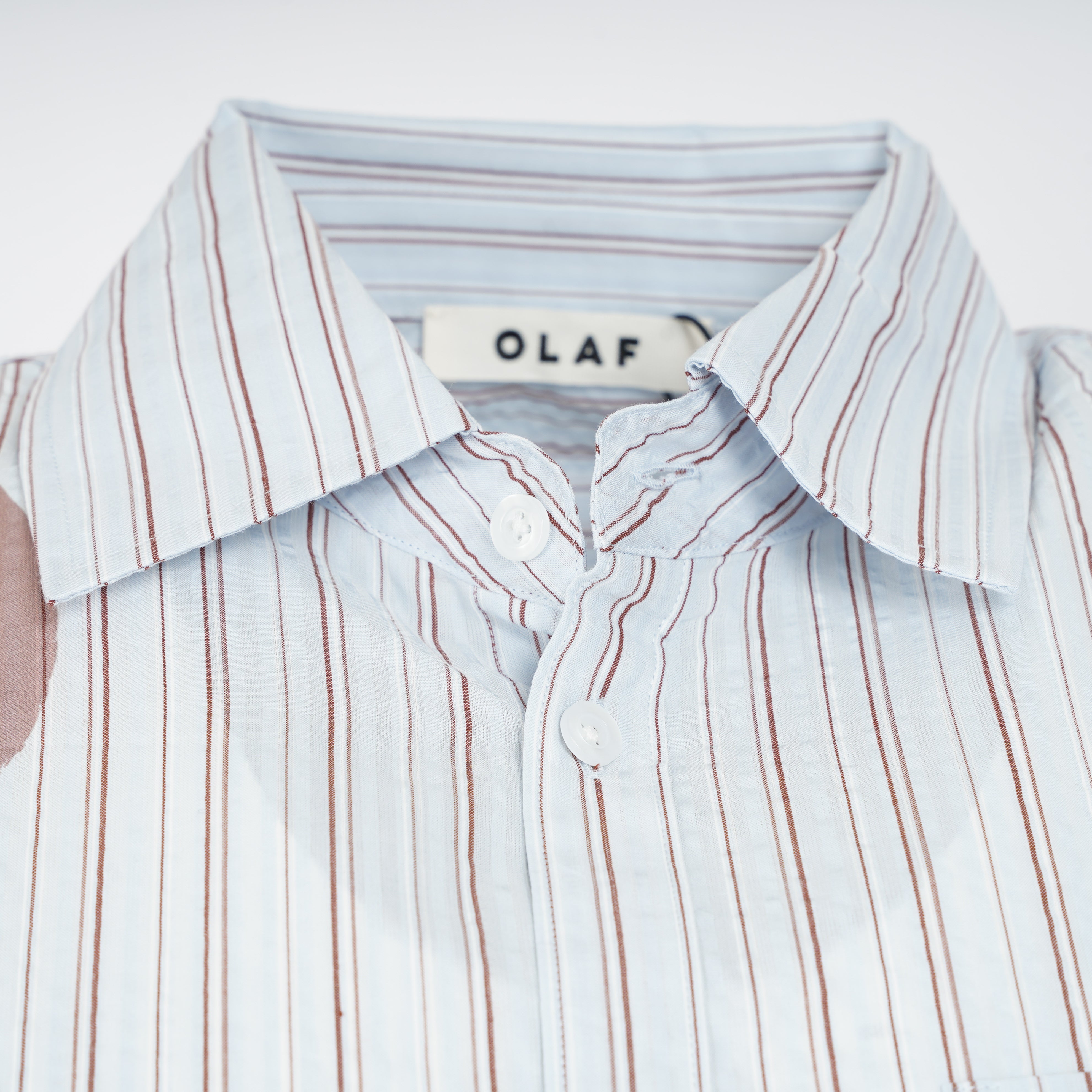 Olaf Overhemd Lichtblauw Gestreept | Brushstroke Logo Stripe
