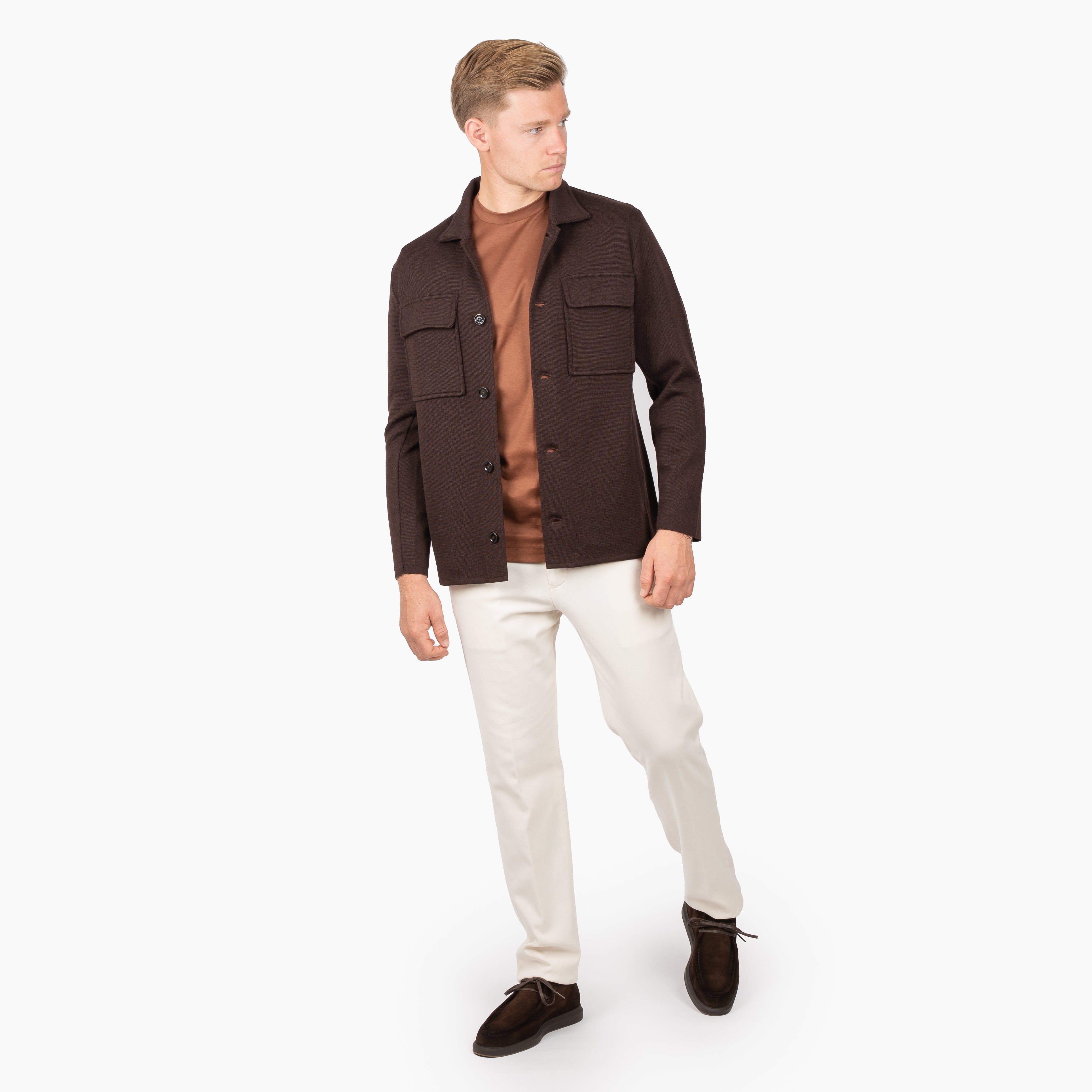 Lardini Gebreid Overshirt Bruin
