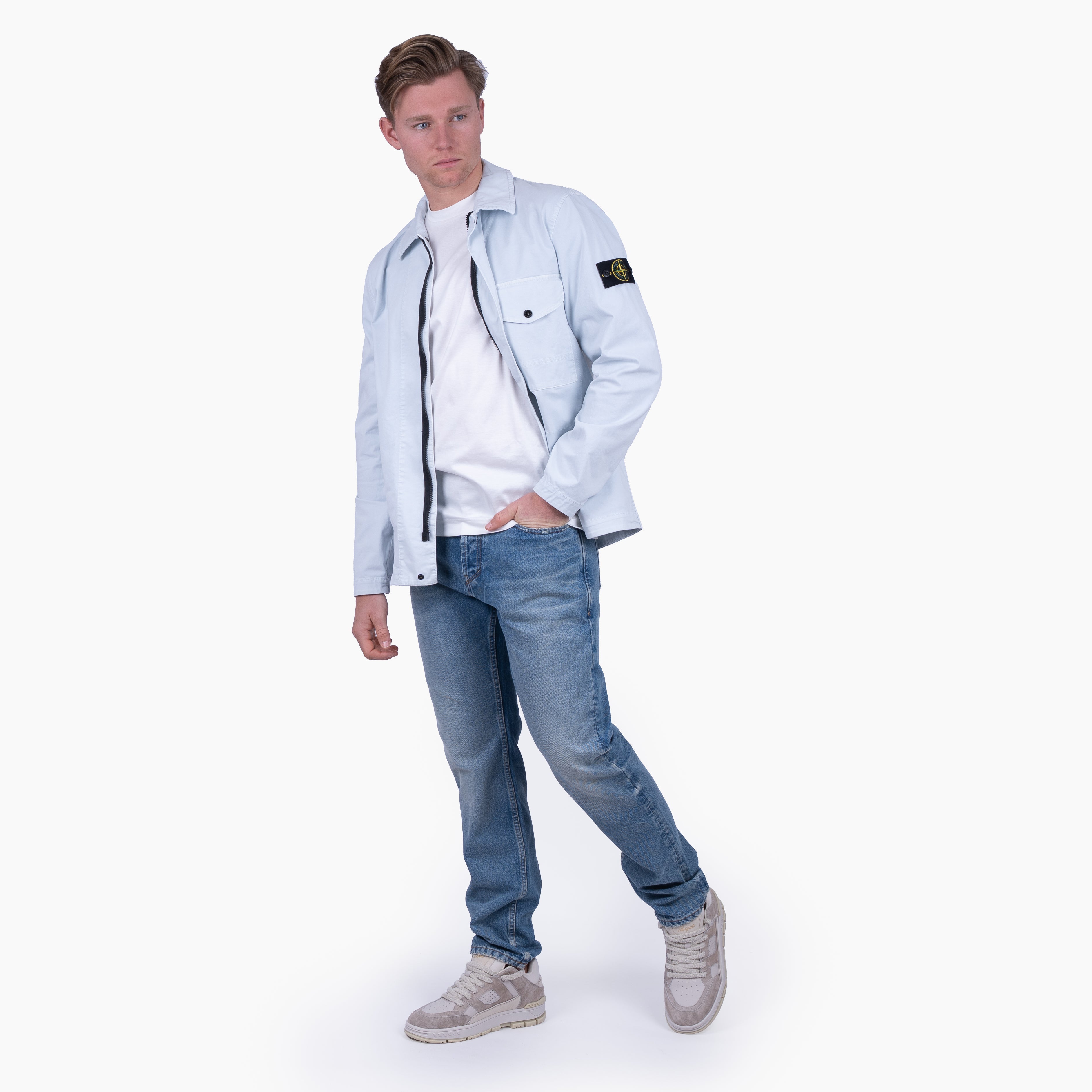 Stone Island Overshirt Lichtblauw | 'OLD' Effect