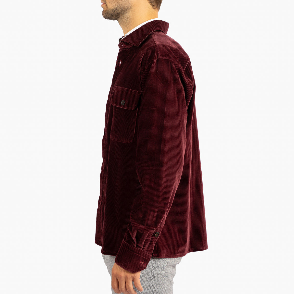 Maurizio Baldassari Overshirt Corduroy Bordeaux Rood | Army Spread Collar Shirt