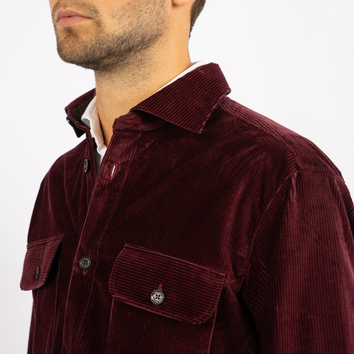 Maurizio Baldassari Overshirt Corduroy Bordeaux Rood | Army Spread Collar Shirt